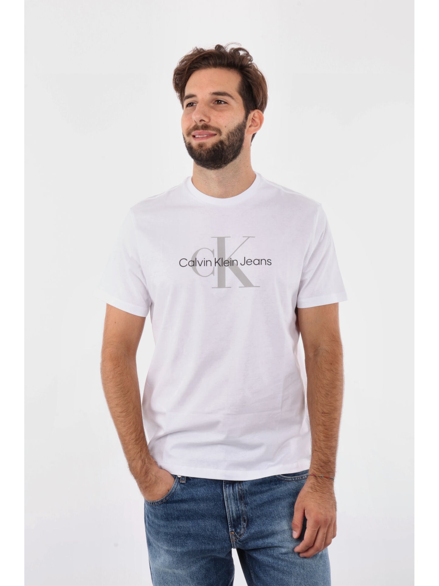 T-SHIRT MONOGRAMMA HERO CALVIN KLEIN JEANS DA UOMO BIANCO