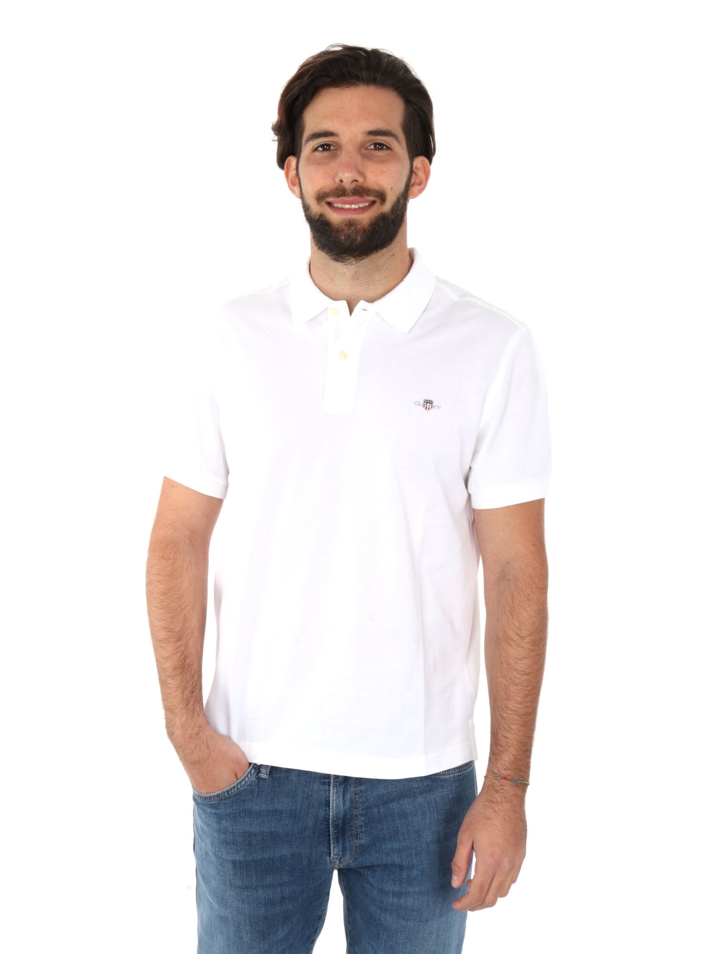 POLO IN PIQUE GANT UOMO BIANCO