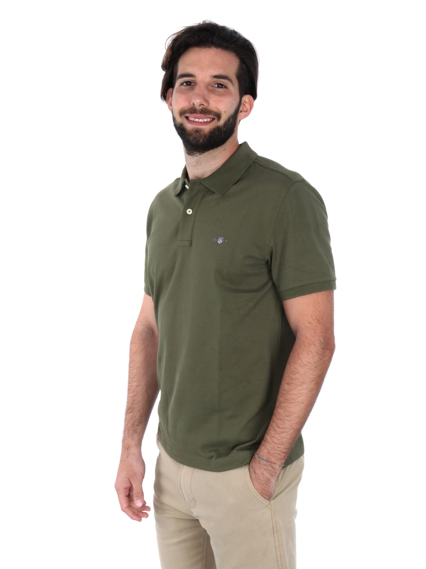 POLO IN PIQUE GANT UOMO VERDE MILITARE