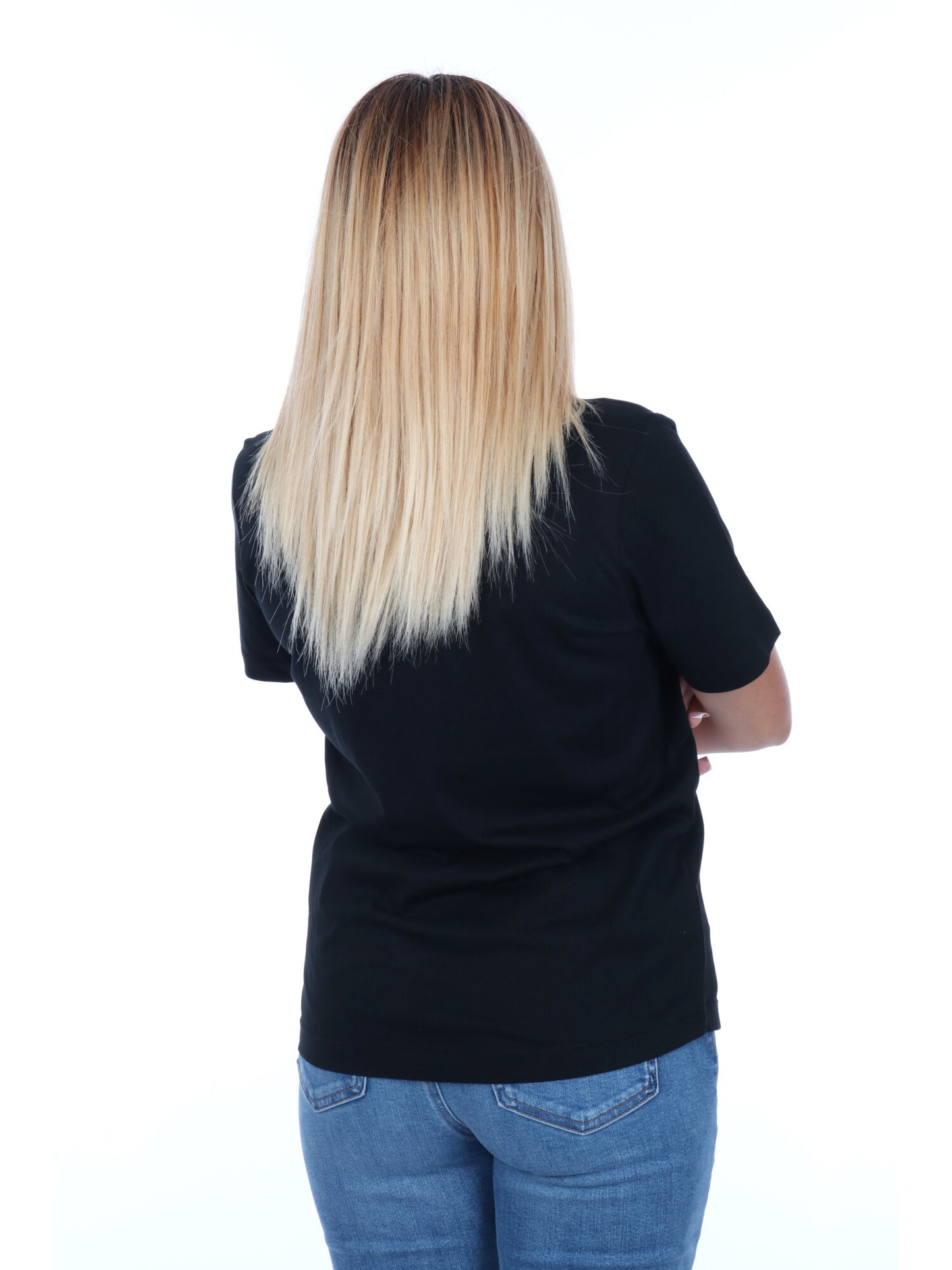 T-SHIRT COLLO A V CHAMPION DA DONNA NERO