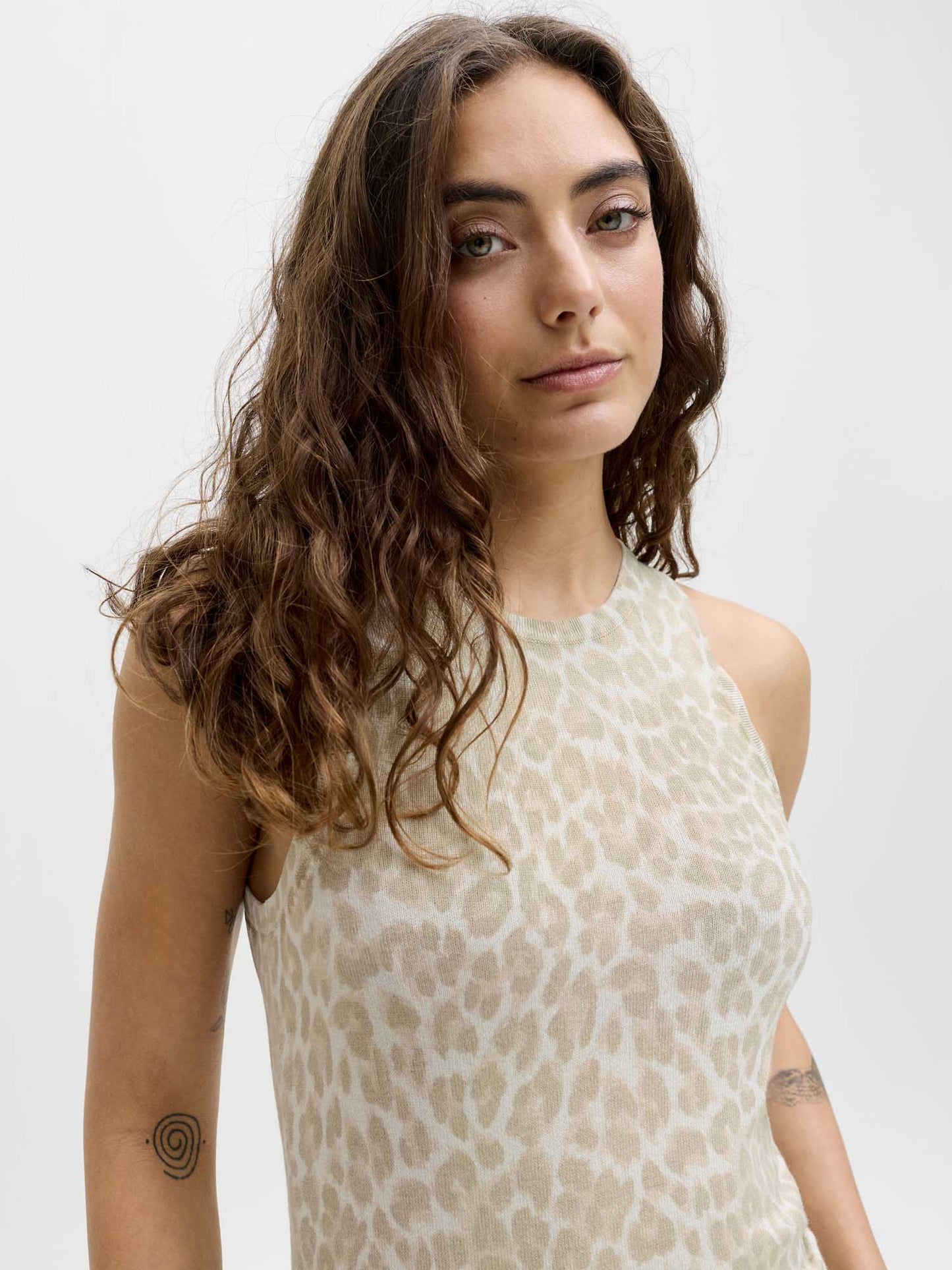 Canotta unisex JJXX con stampa leopardata beige