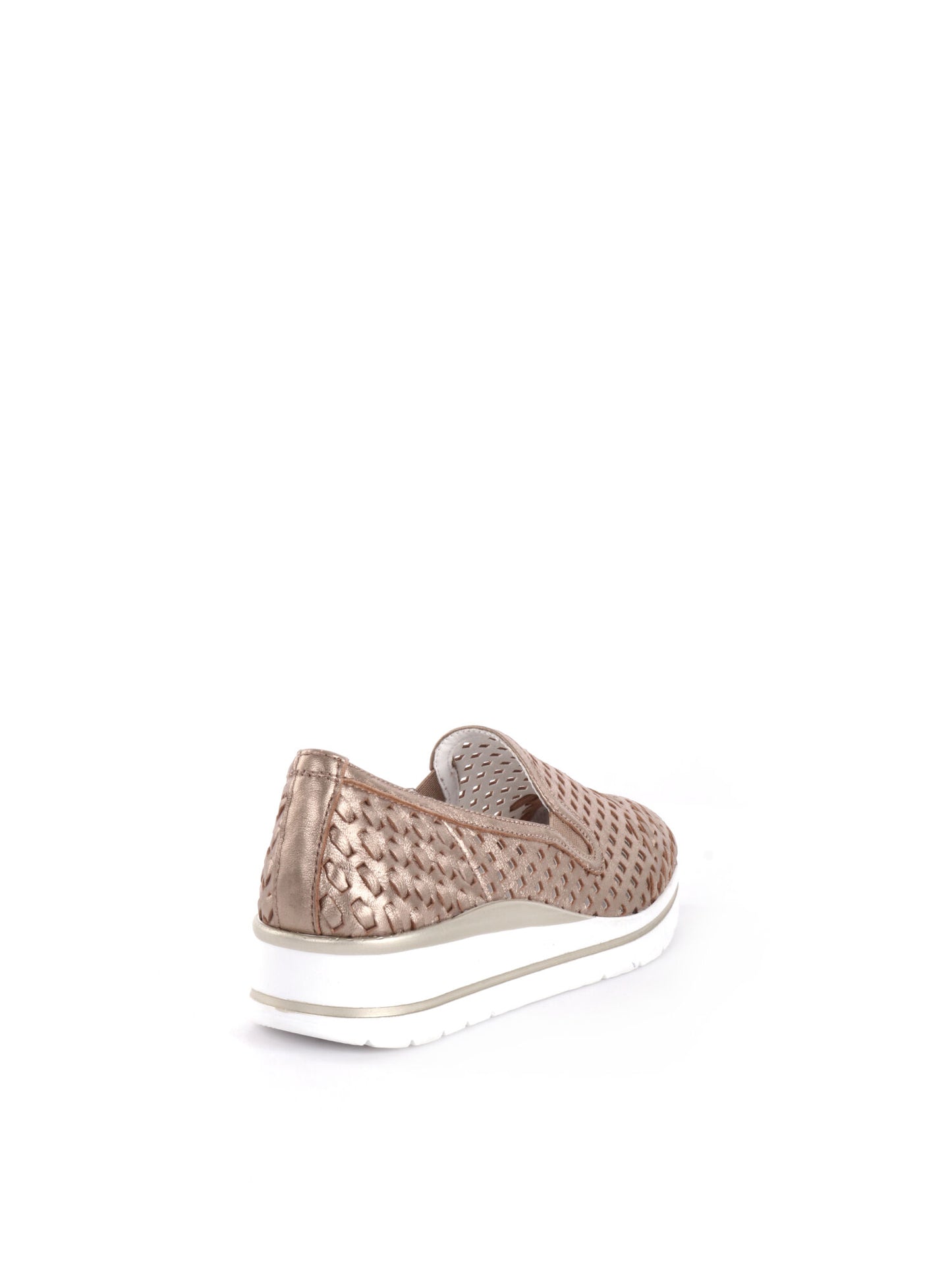 Shoelab slip-on donna in tessuto oro con zeppa elegante e comoda