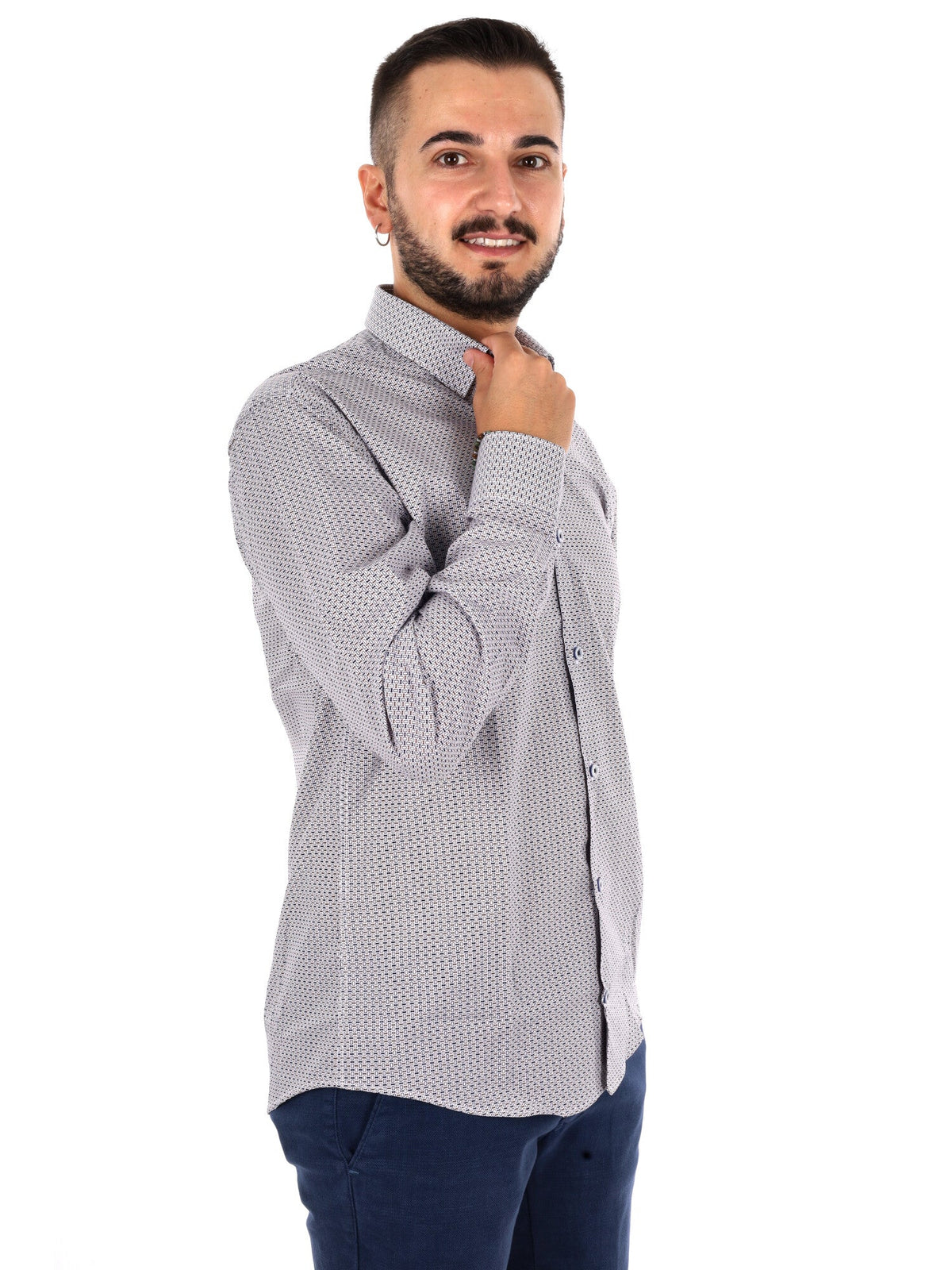 Fb camicia 448 da uomo bianco-blu