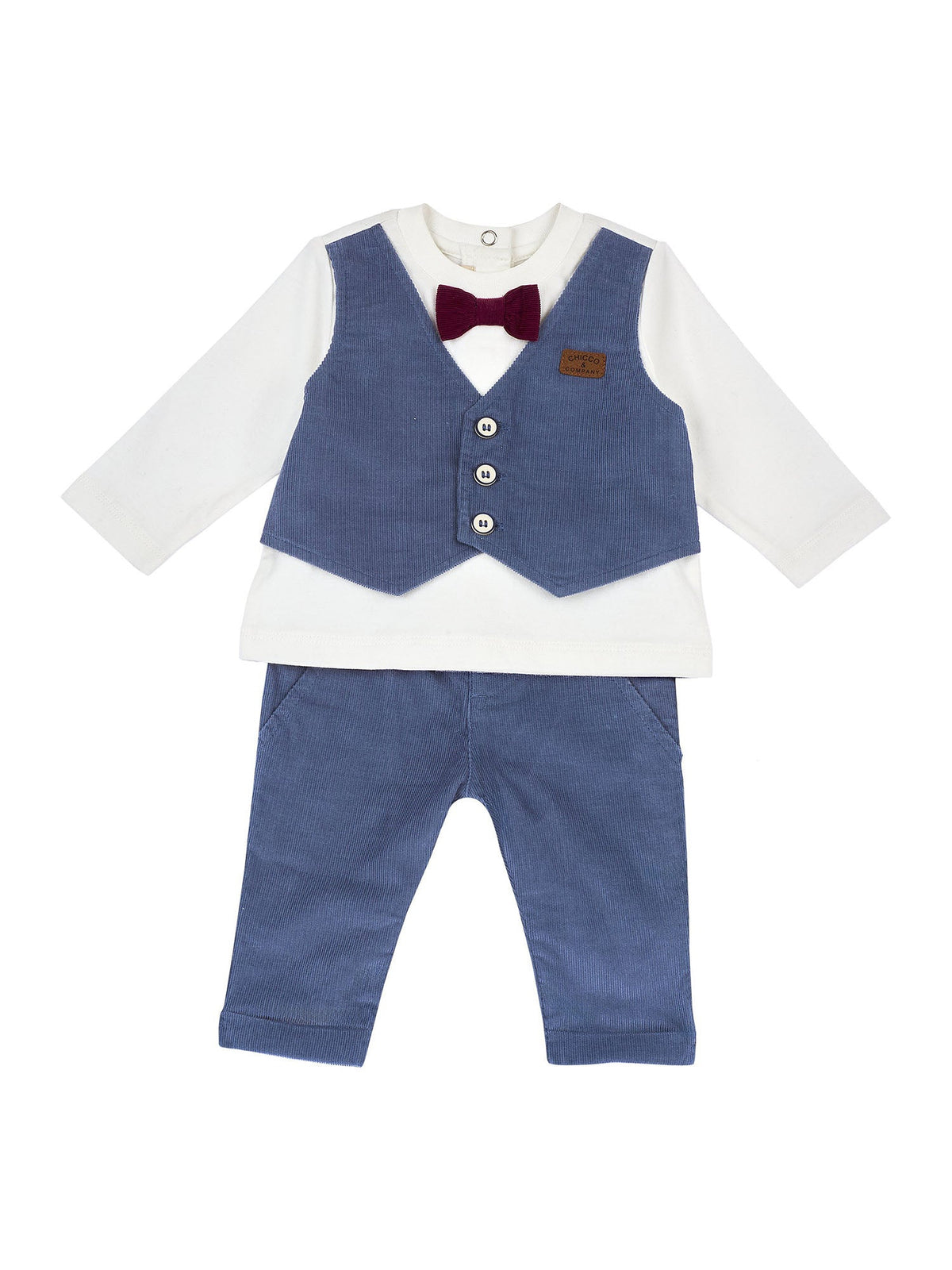 Chicco t-shirt+panta completo da bambino/a blu-bianco