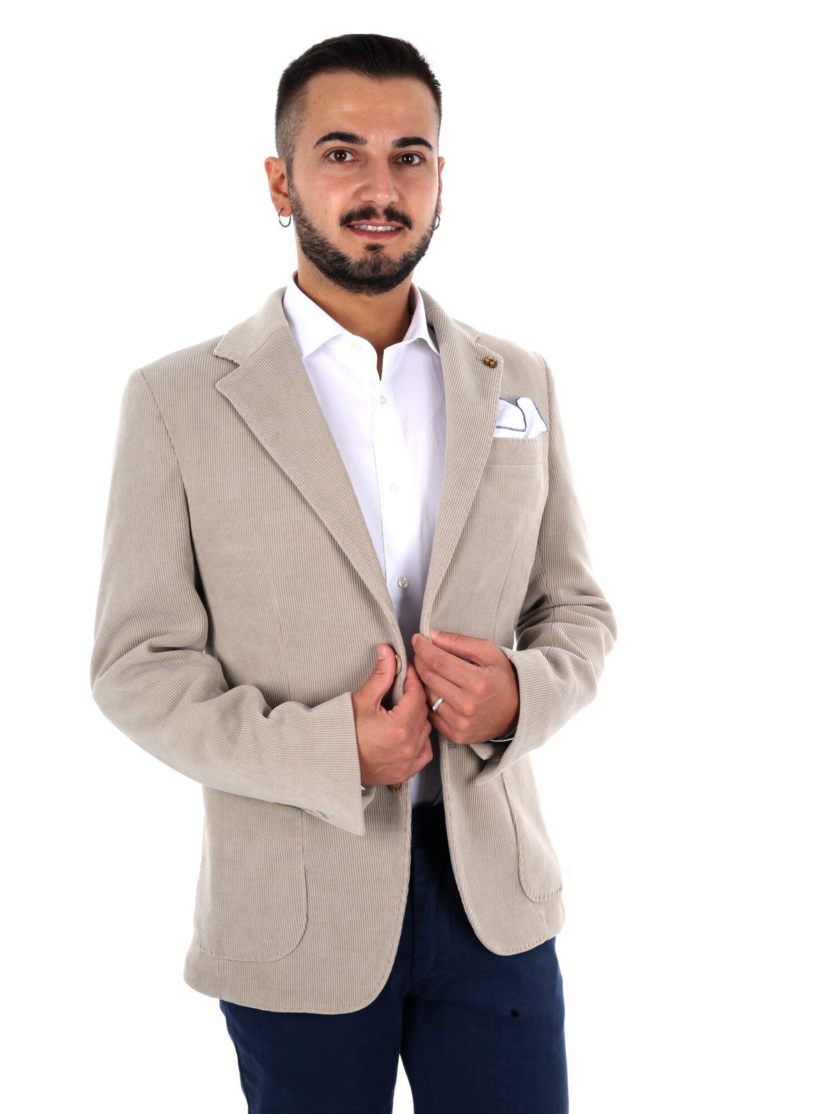 Fb giacca velluto da uomo beige