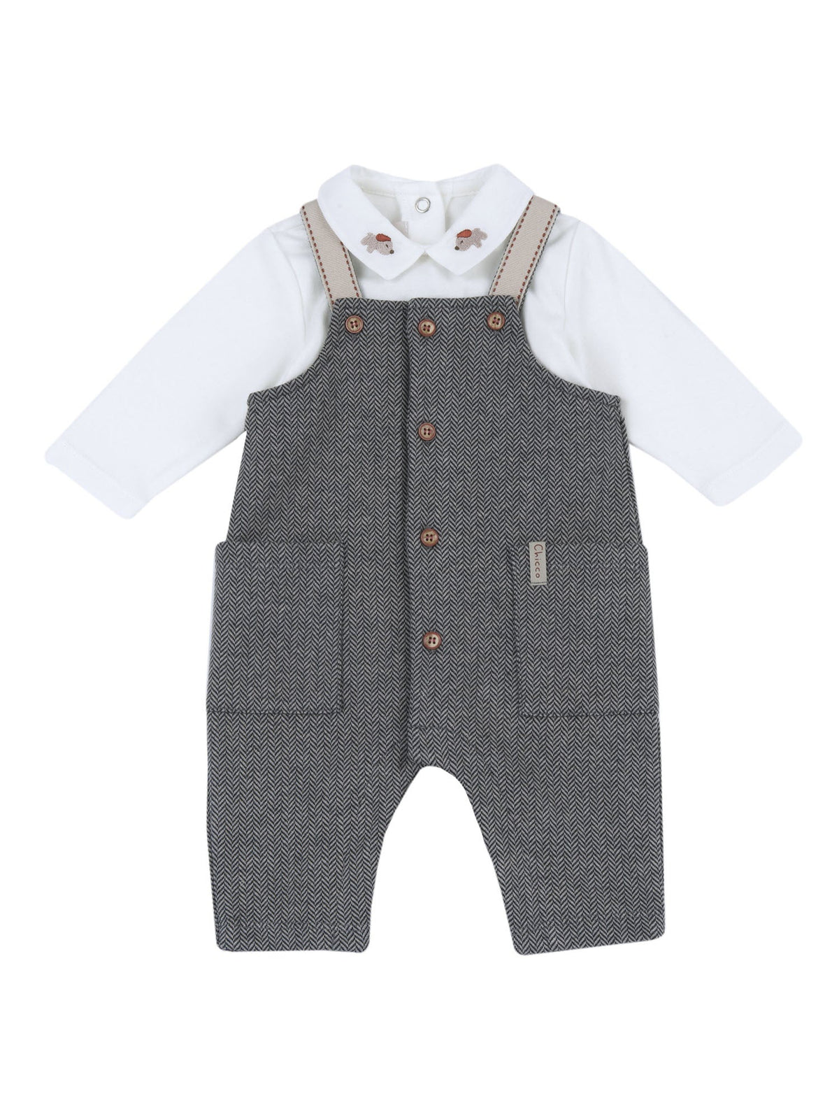 Chicco t-shirt+salop completo da bambino/a bianco-marrone