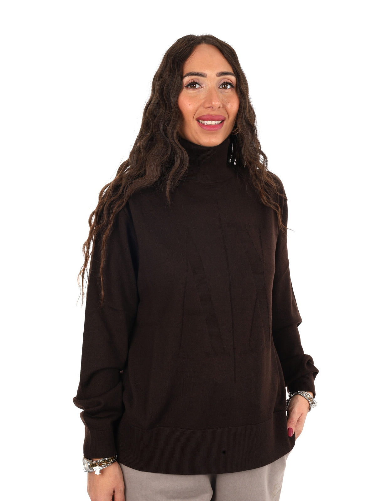 Armani excange pullo maglia da donna marrone