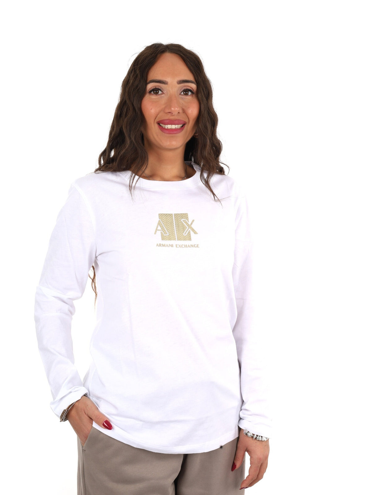 Armani excange t-sh t-shirt da donna bianco