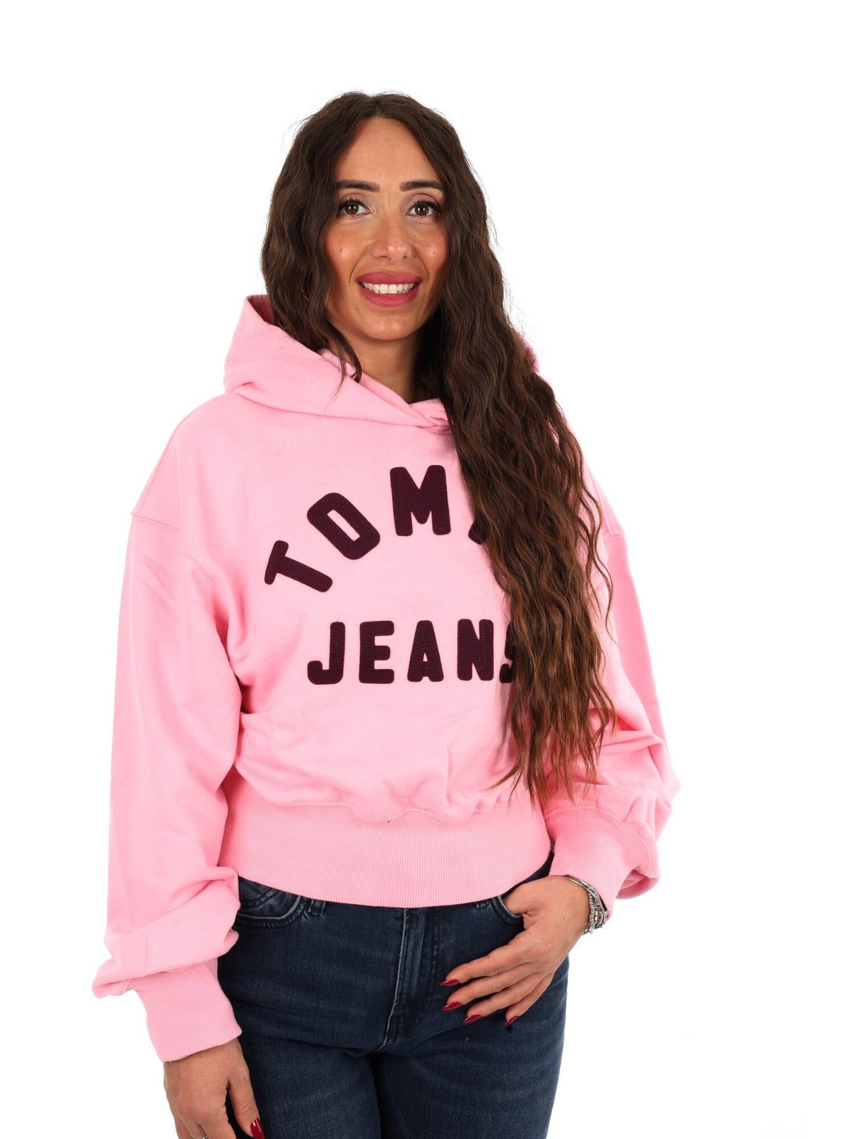 Tommy jeans ovs sh felpa da donna rosa