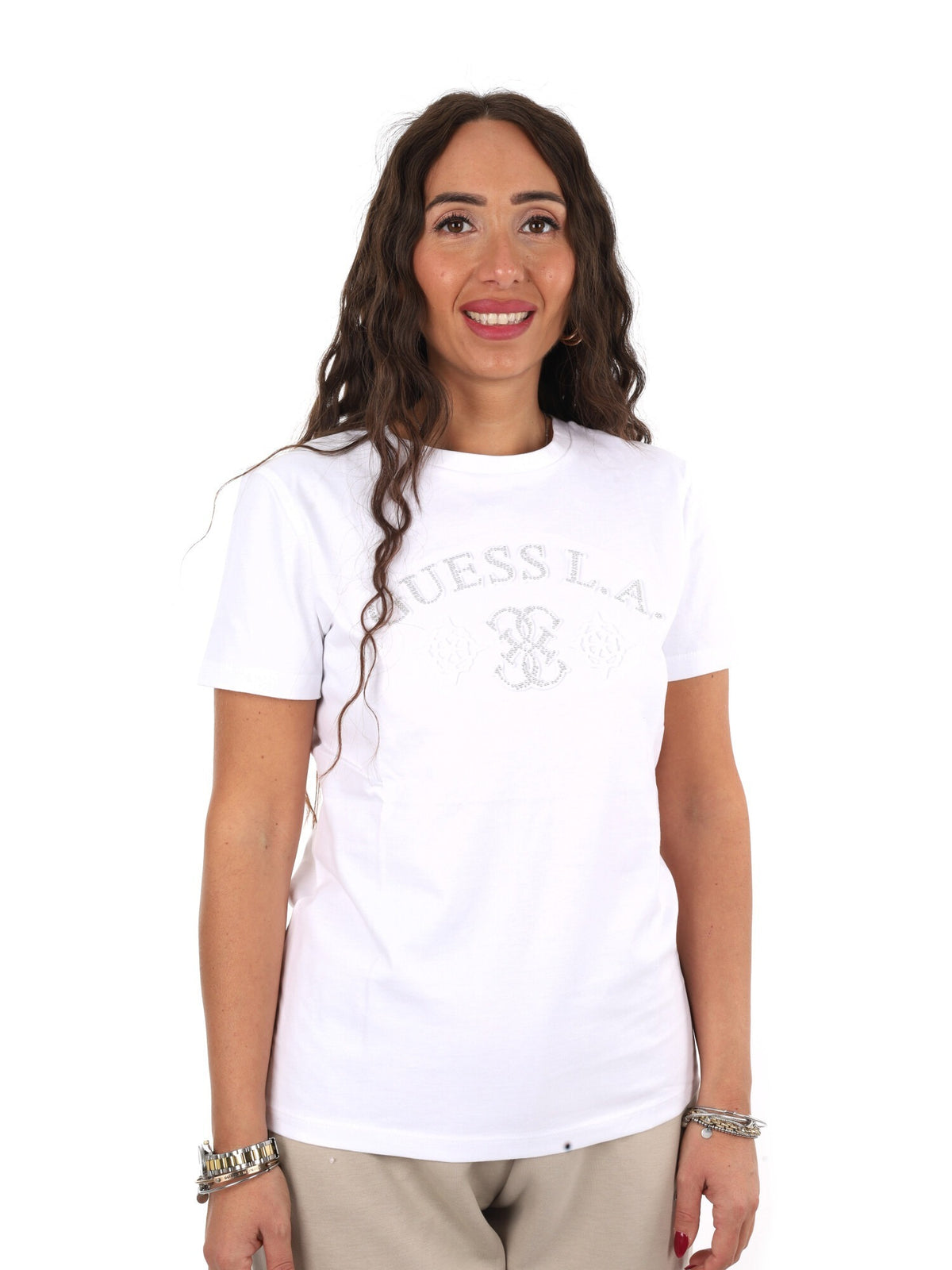 Guess elsa cn t-shirt da donna bianco