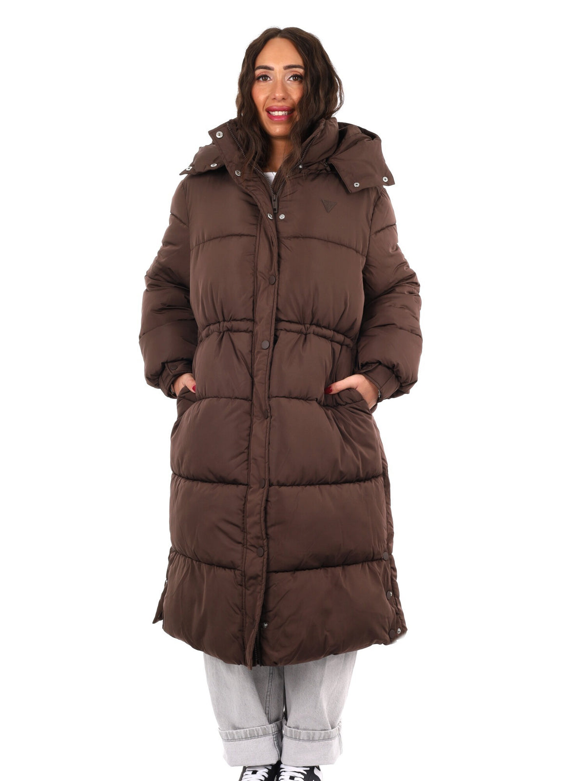 Guess virginia long giubbino da donna caffe'