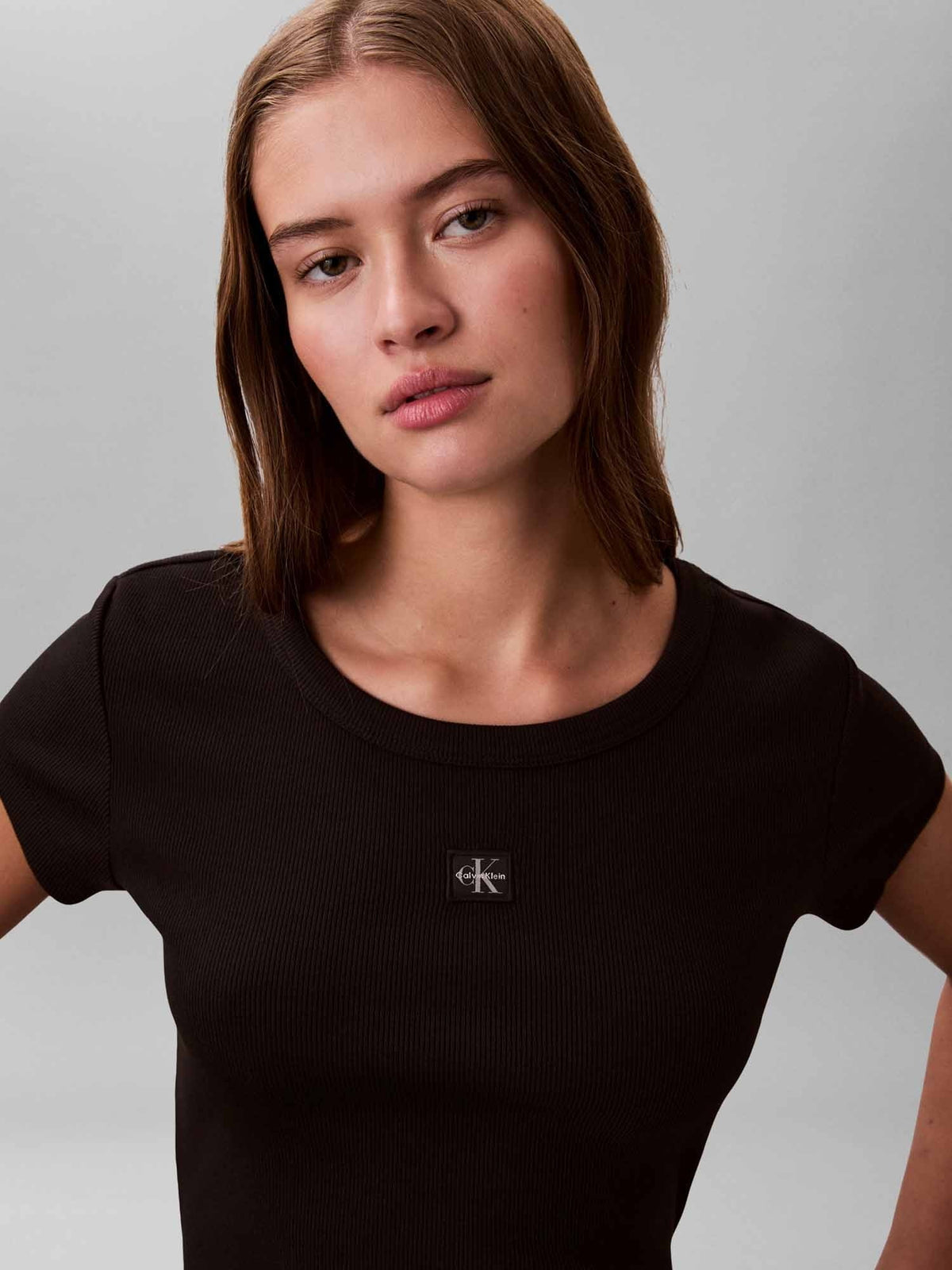 Ck woven label baby t-shirt da donna nero