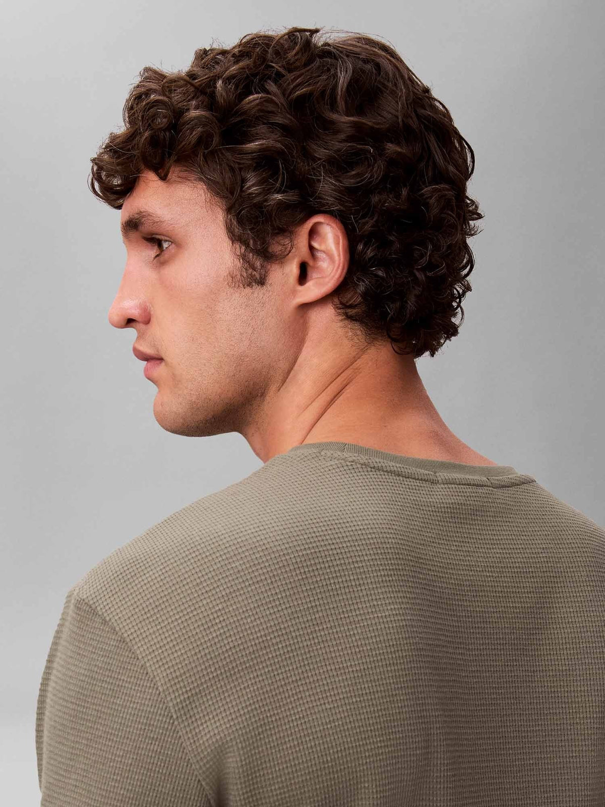 Ck waffle badge crew maglia da uomo oliva