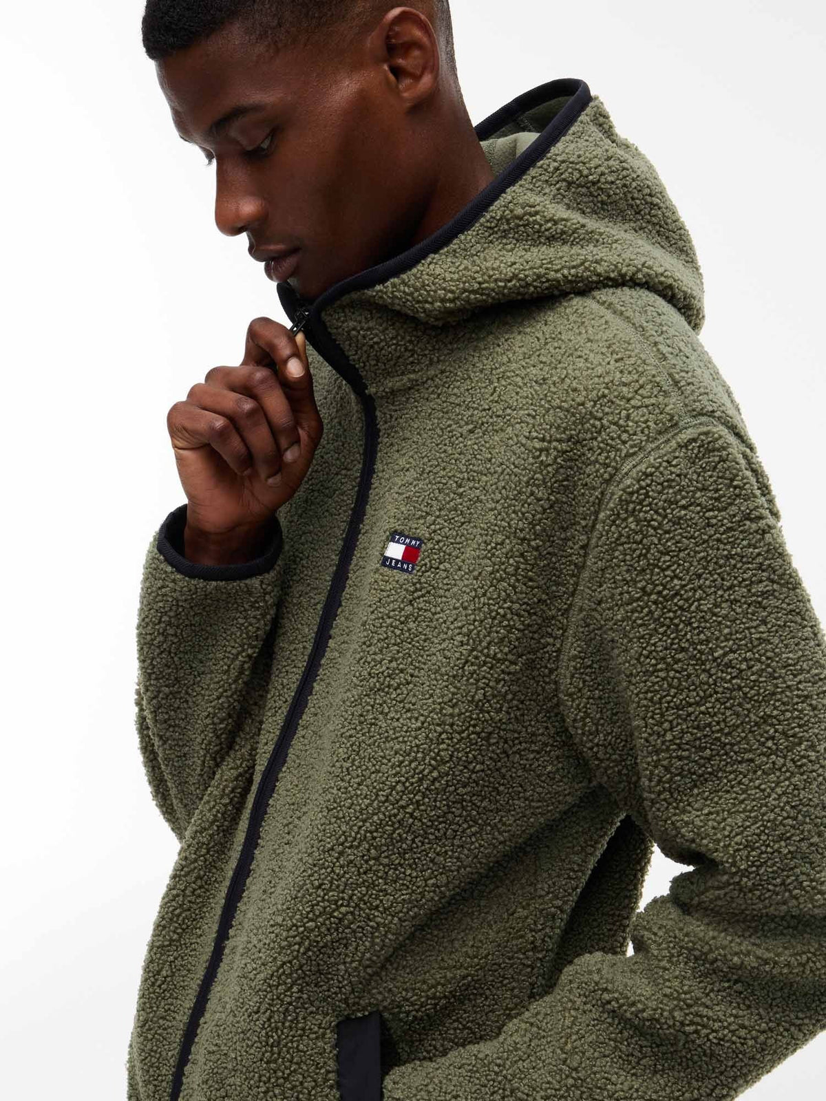 Tommy jeans teddy zi sherpa da uomo verde