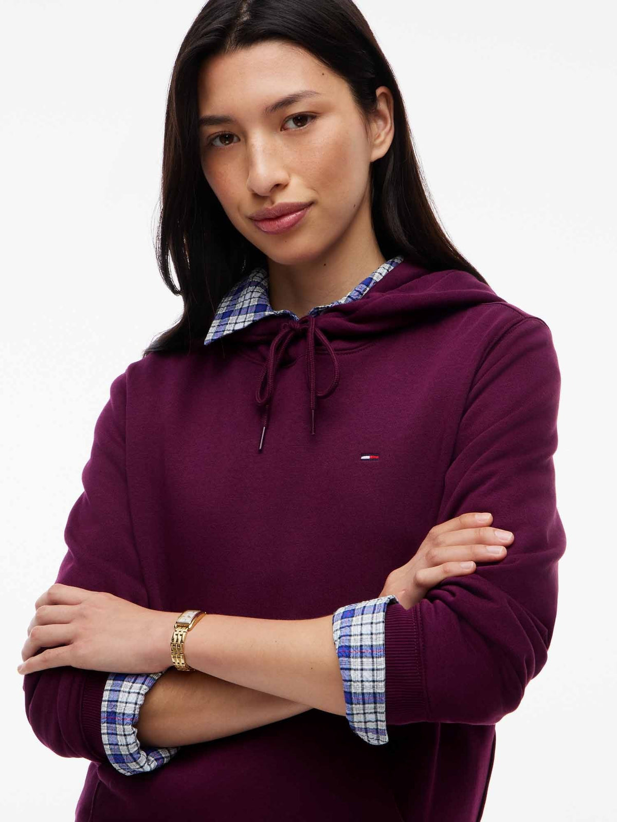 Tommy jeans reg flag felpa da donna bordeaux
