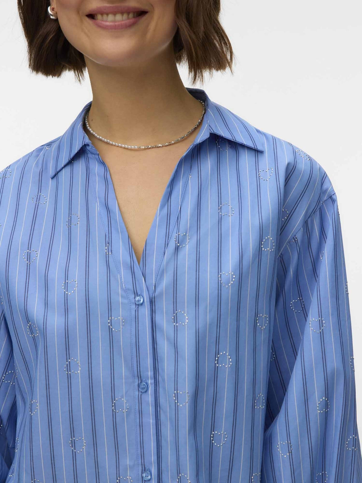 Vero moda gina camicia da donna celeste