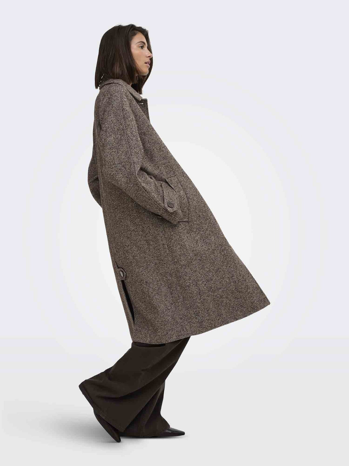 Jdy vinga long cappotto da donna cioccolato