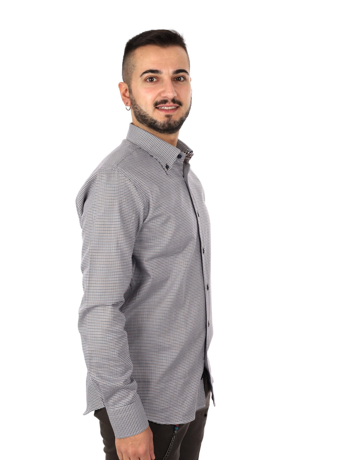 Fb camicia bd da uomo blu-marrone