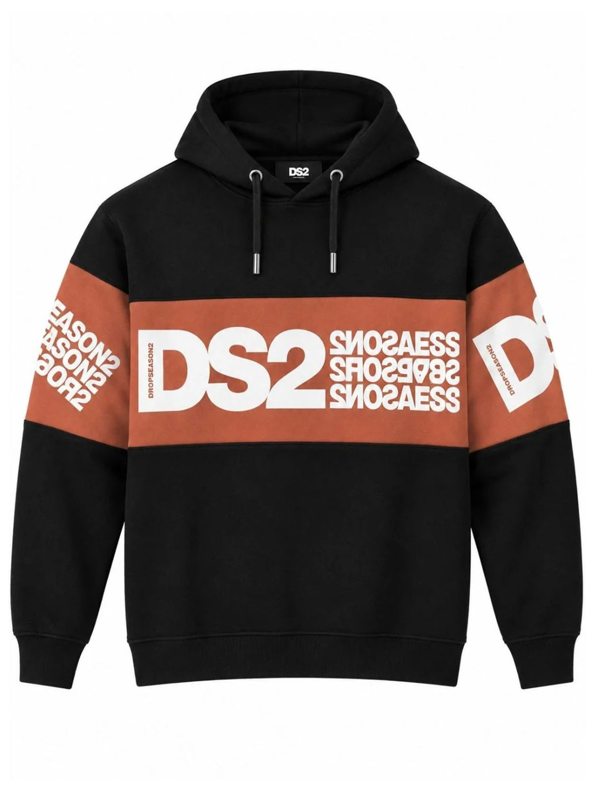 DS2 felpa cappuccio da uomo nero rosso