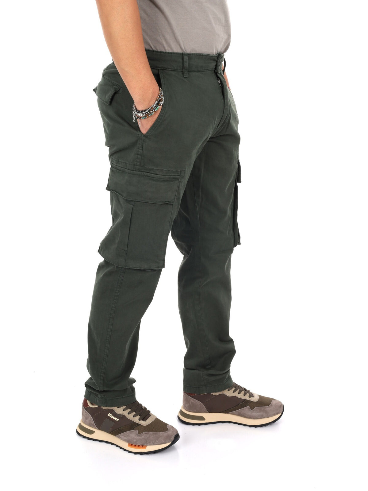 Lyle&scott cargo pantalone da uomo verde militare