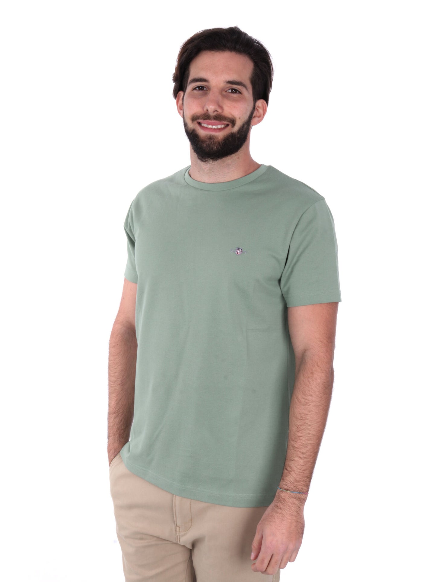 T-SHIRT IN PIQUET GANT UOMO SALVIA