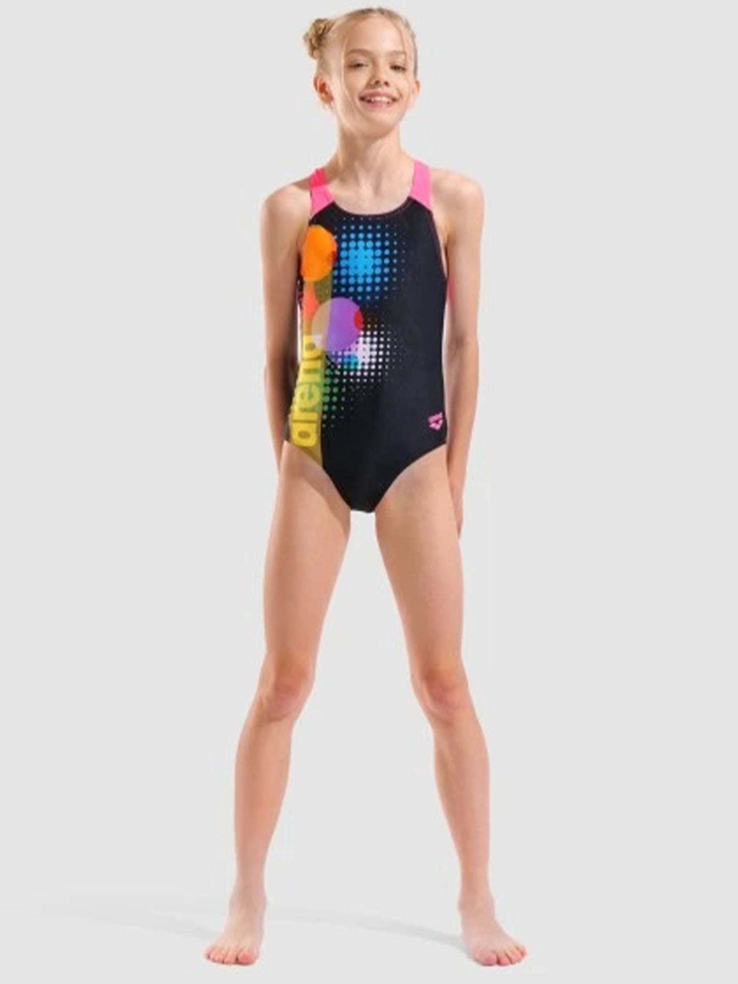 Costume intero Arena nero per bambino e bambina, adatto allo sport