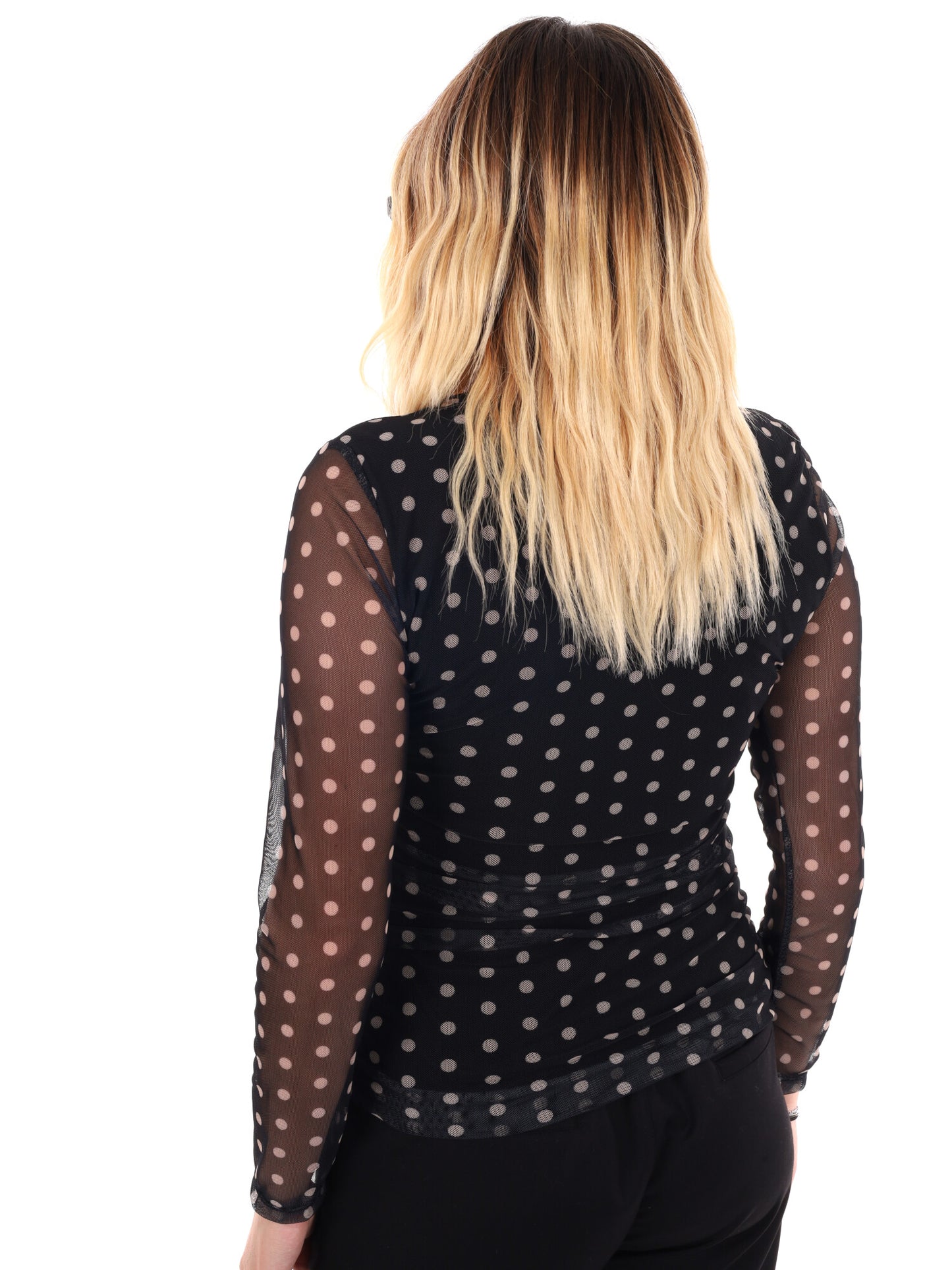 MAGLIA MANICHE LUNGHE IN VELO MISS LOVE DA DONNA NERO