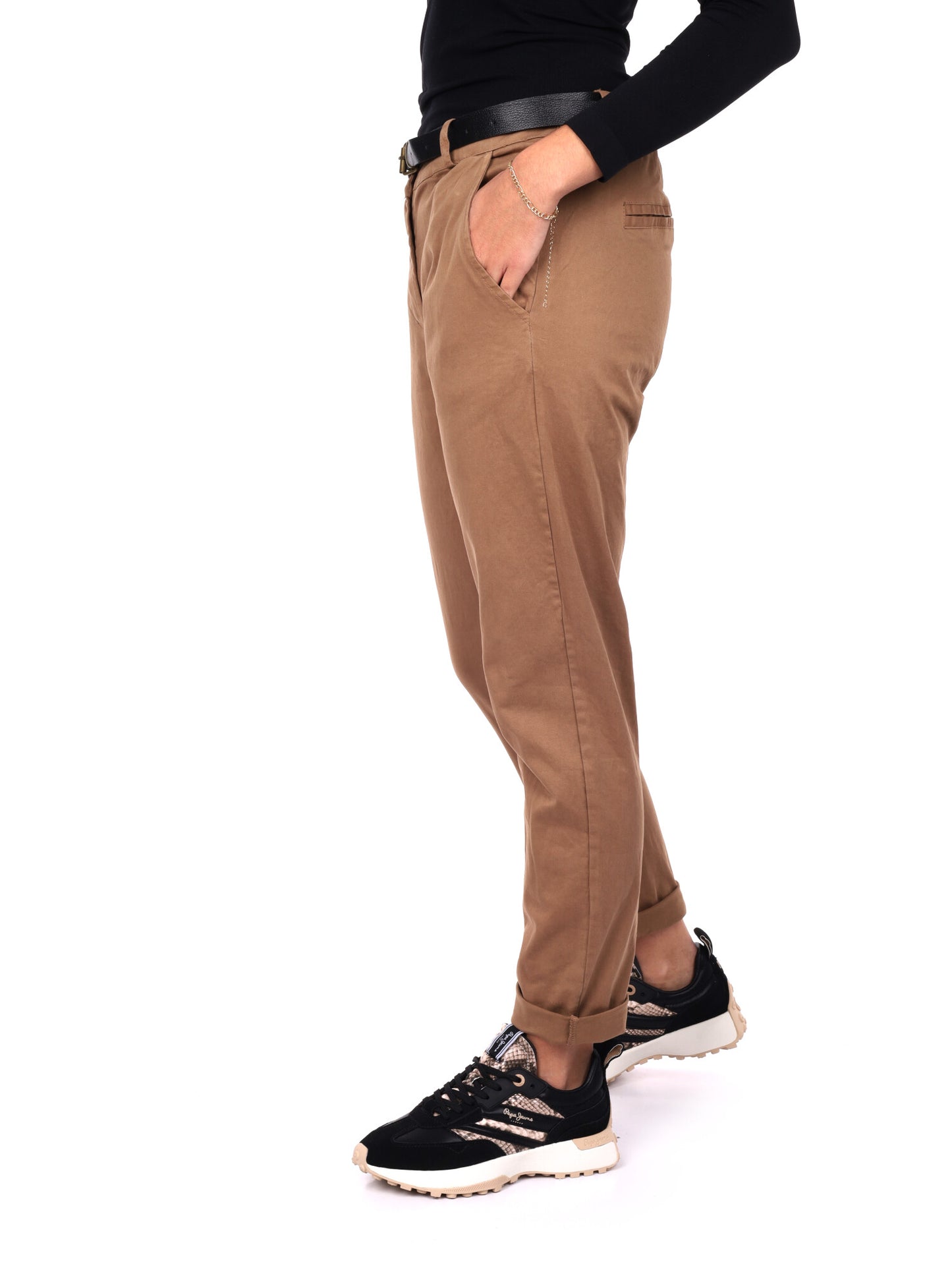 PANTALONE CASUAL CON CINTURA MISS LOVE DA DONNA CAMMELLO