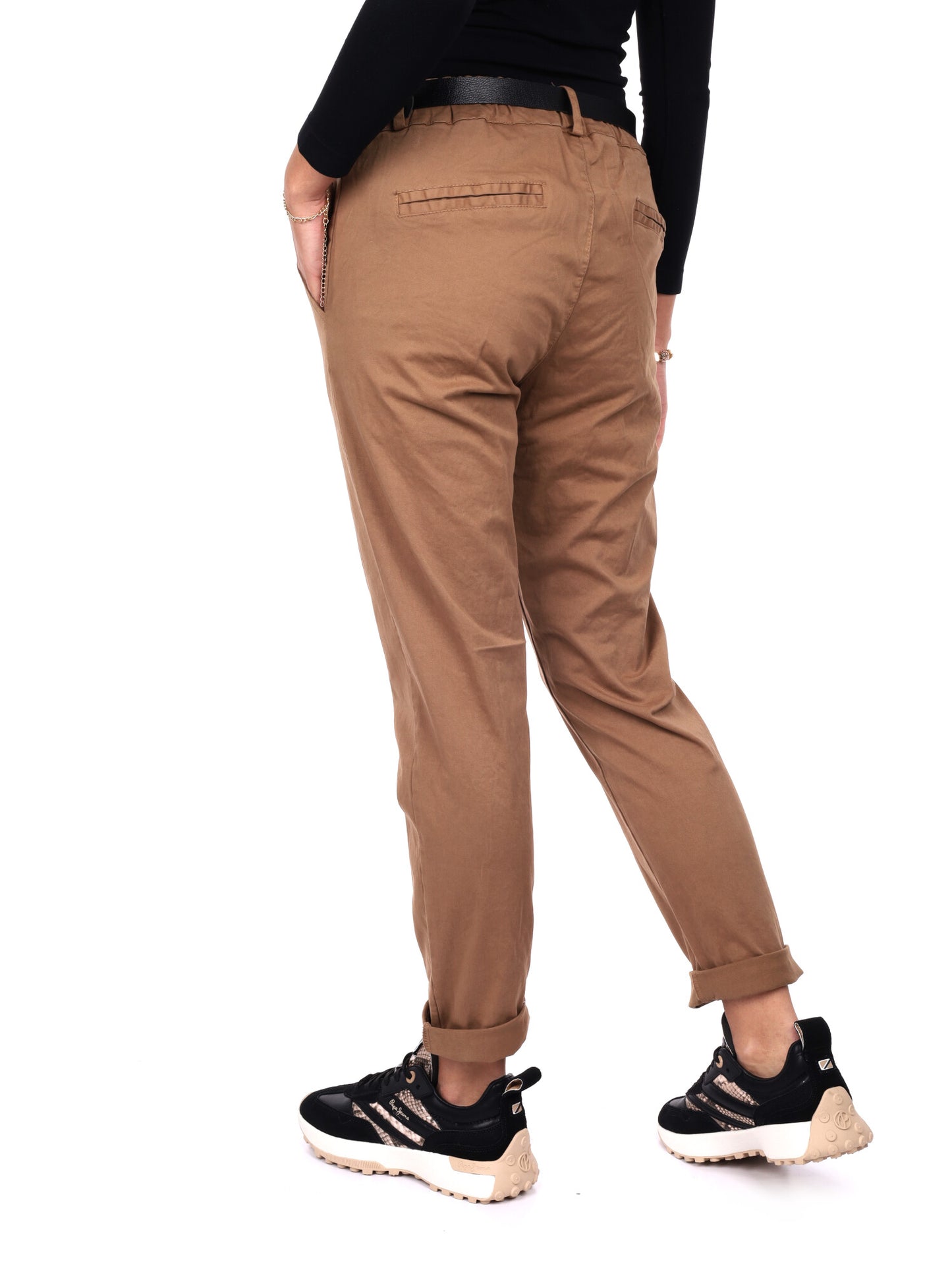 PANTALONE CASUAL CON CINTURA MISS LOVE DA DONNA CAMMELLO