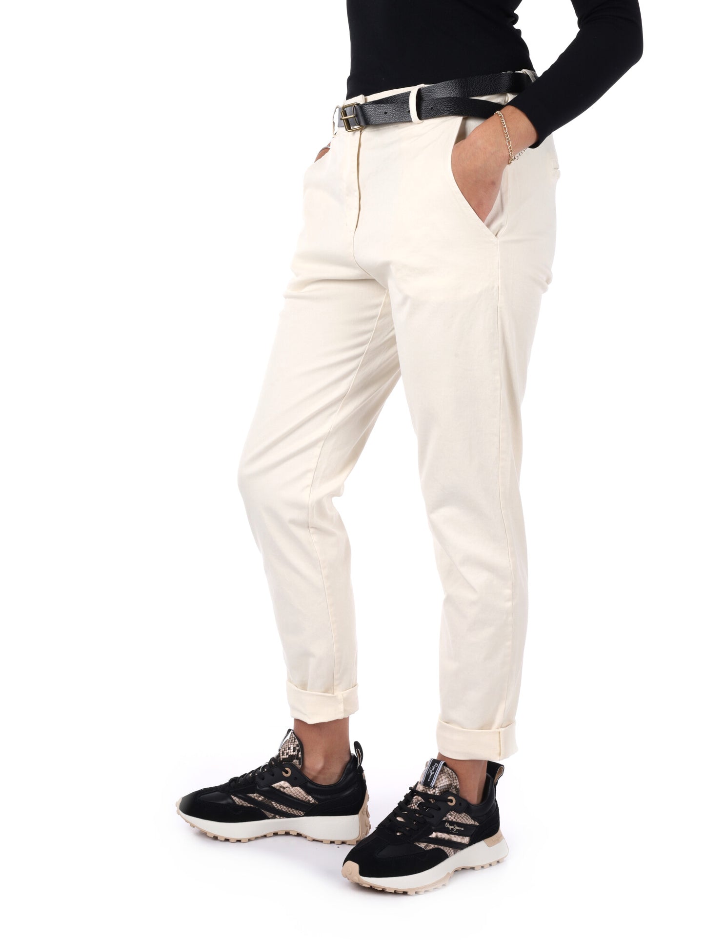 PANTALONE CASUAL CON CINTURA MISS LOVE DA DONNA PANNA
