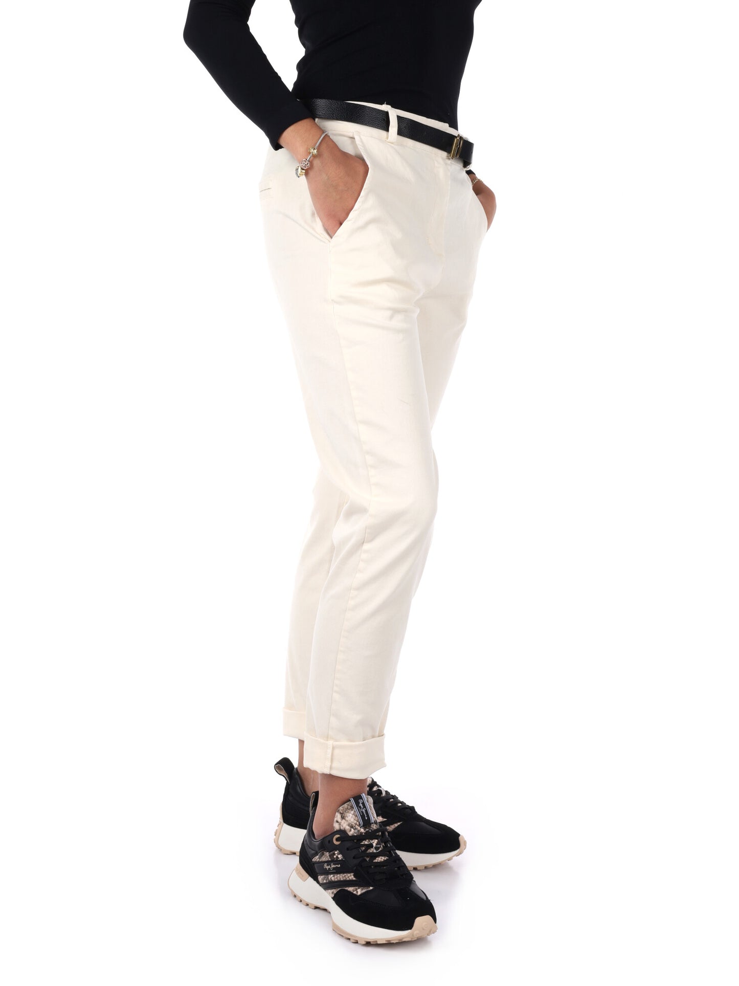 PANTALONE CASUAL CON CINTURA MISS LOVE DA DONNA PANNA