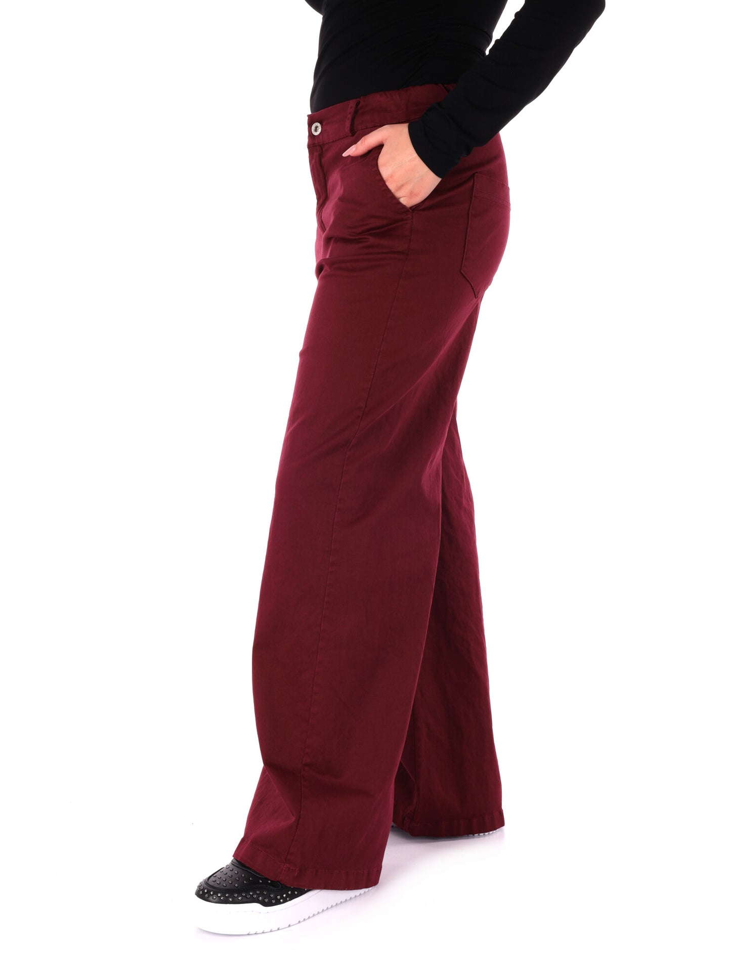 PANTALONE WIDE LEG VITA ALTA MISS LOVE DA DONNA BORDEUAX