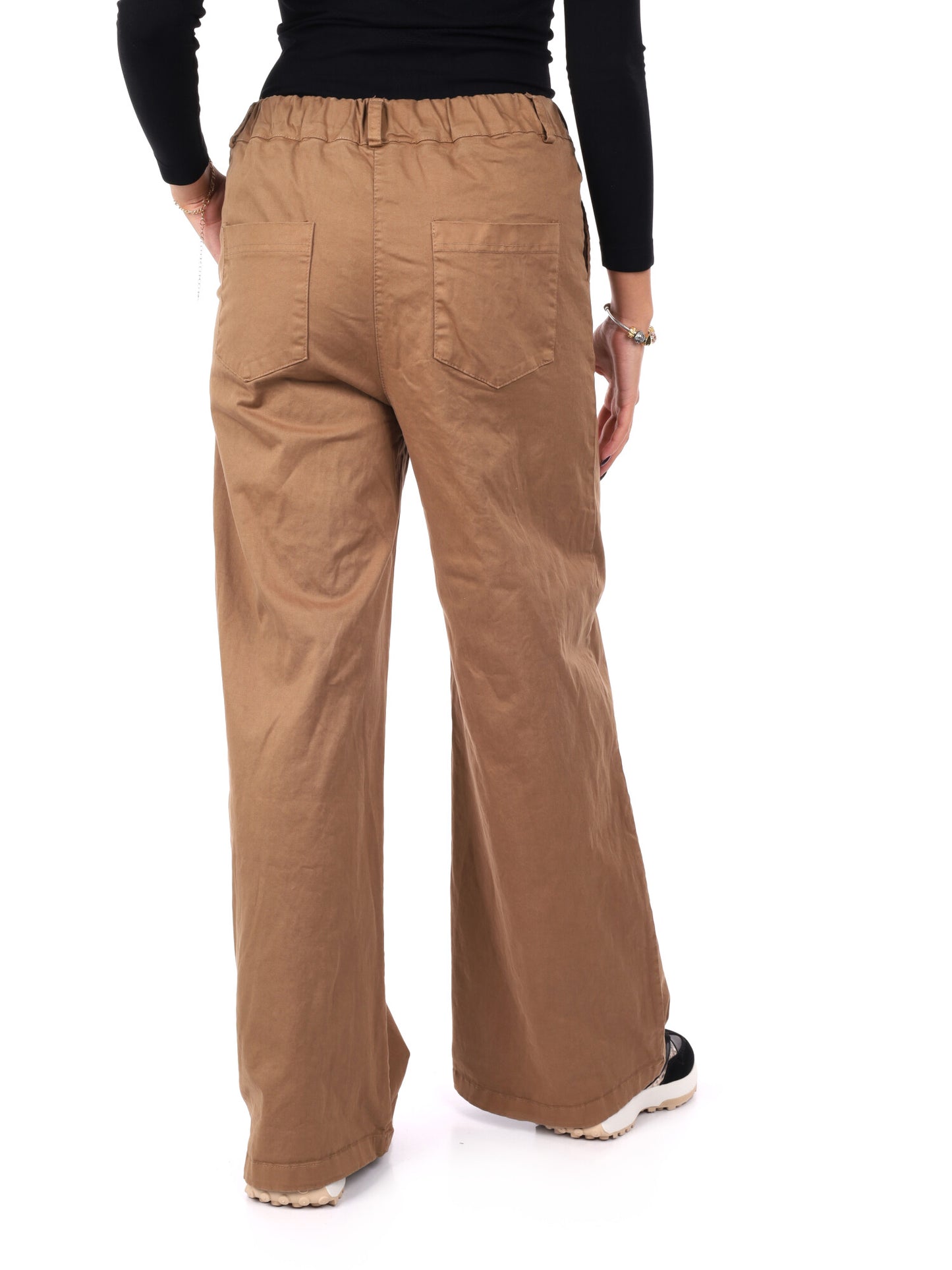 PANTALONE WIDE LEG VITA ALTA MISS LOVE DA DONNA CAMMELLO