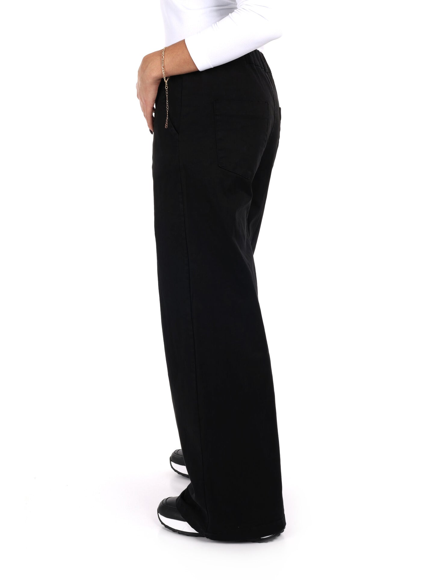 PANTALONE WIDE LEG VITA ALTA MISS LOVE DA DONNA NERO