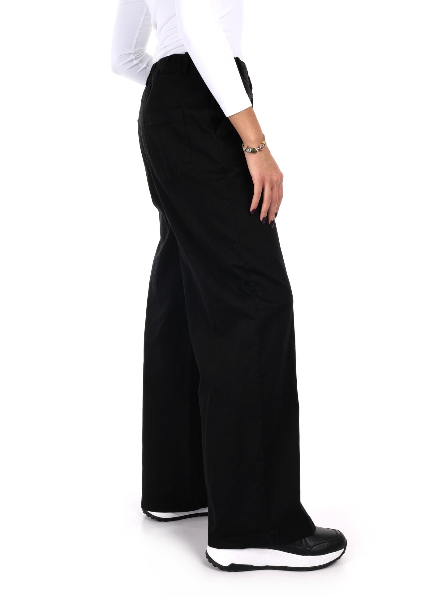PANTALONE WIDE LEG VITA ALTA MISS LOVE DA DONNA NERO