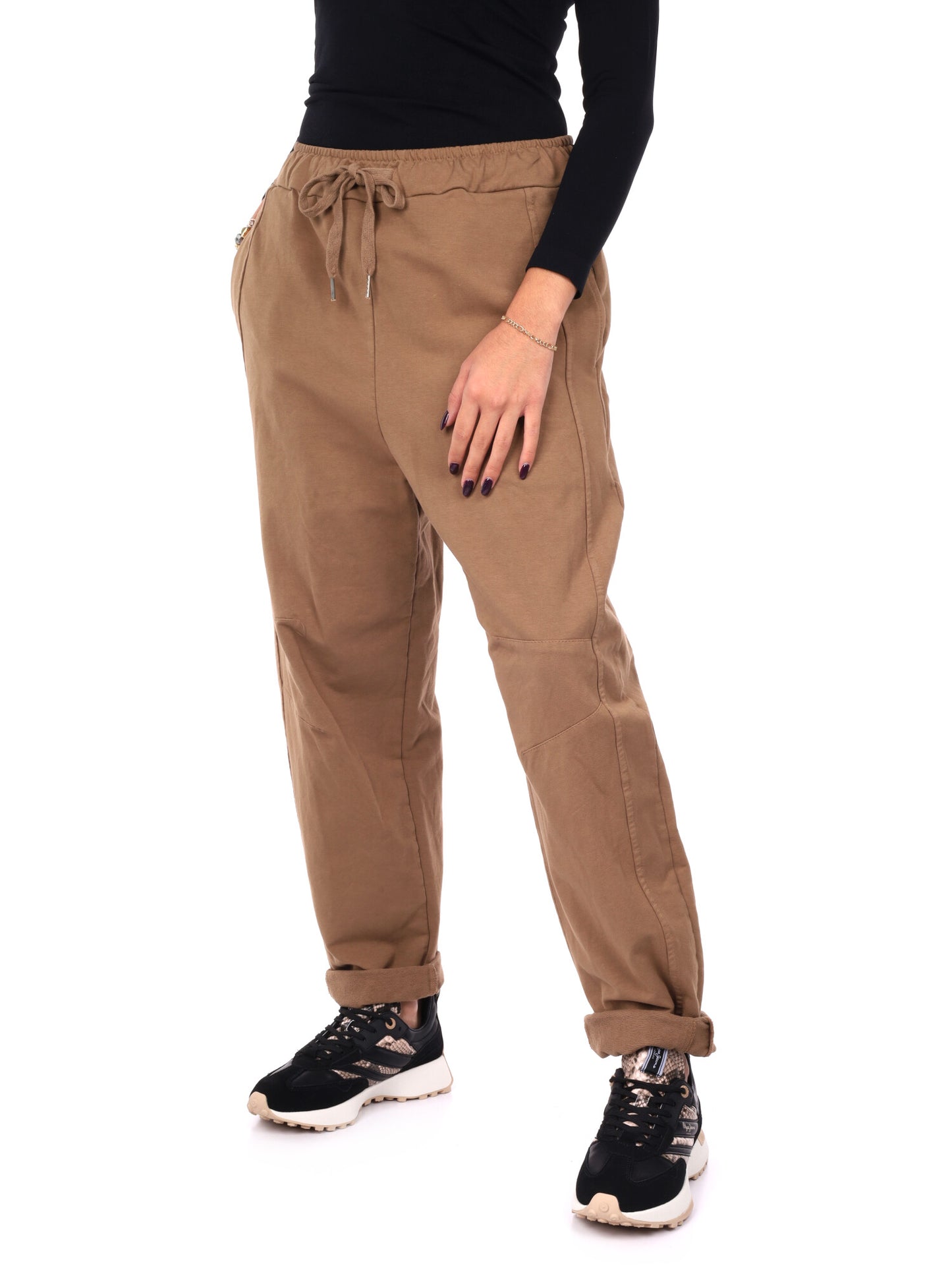 PANTALONE JOGGER AMPIO MISS LOVE DA DONNA CAMMELLO
