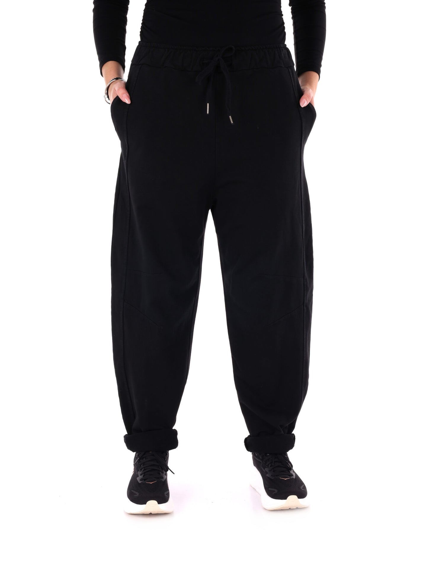 PANTALONE JOGGER AMPIO MISS LOVE DA DONNA NERO