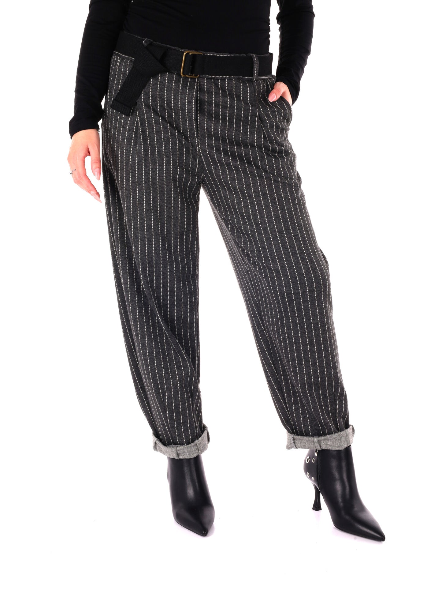 PANTALONE IN TESSUTO GESSATO MISS LOVE DA DONNA GRIGIO