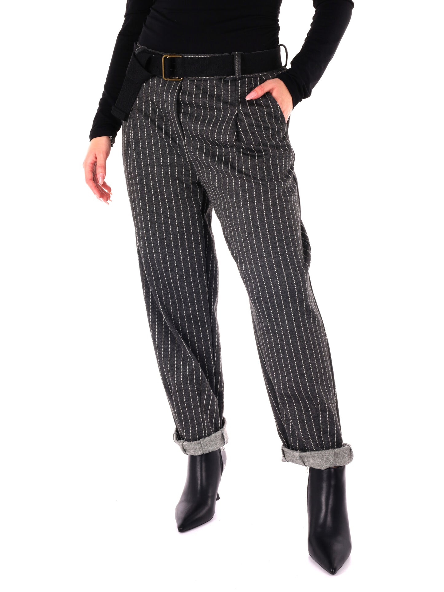 PANTALONE IN TESSUTO GESSATO MISS LOVE DA DONNA GRIGIO