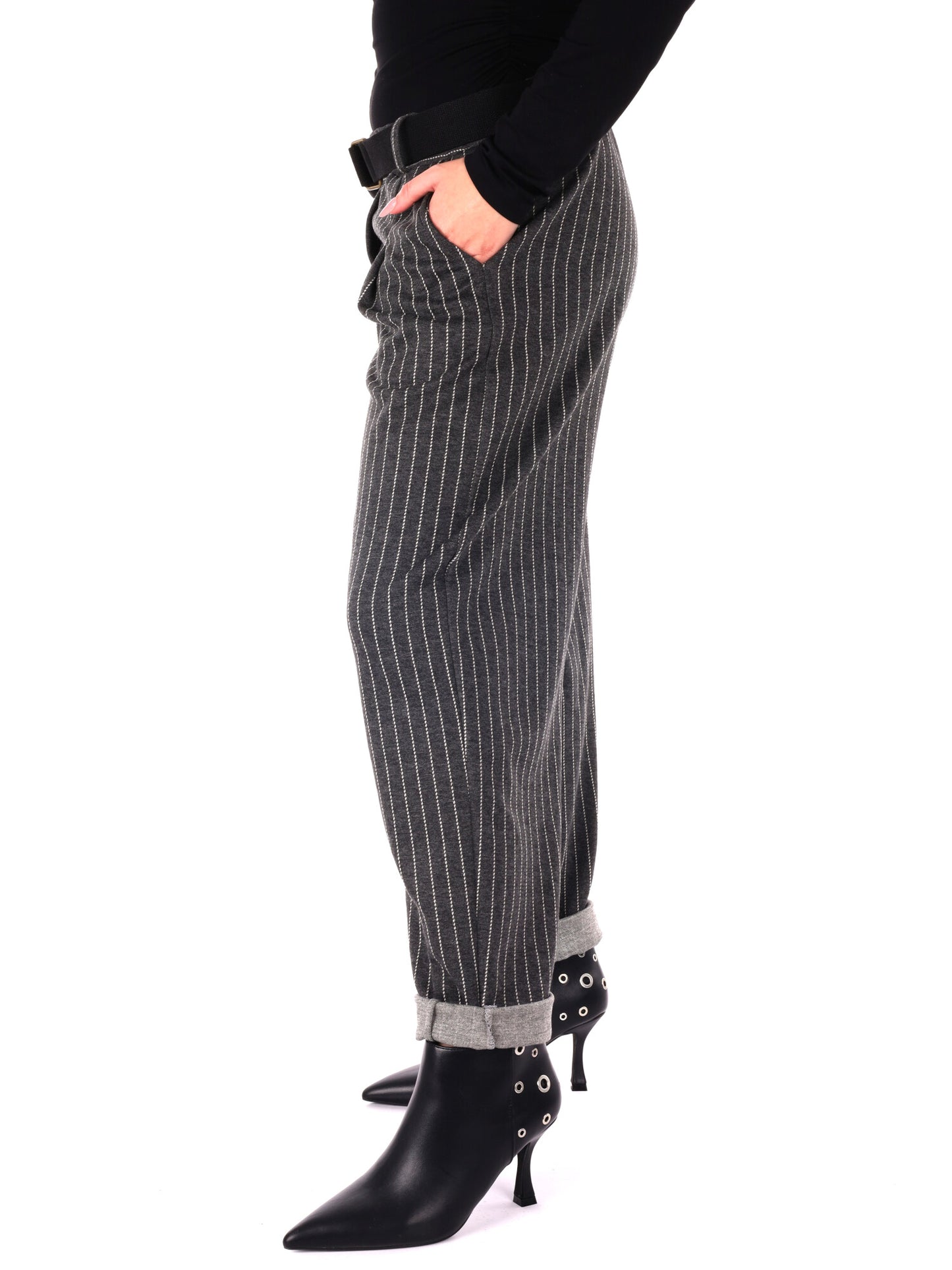 PANTALONE IN TESSUTO GESSATO MISS LOVE DA DONNA GRIGIO