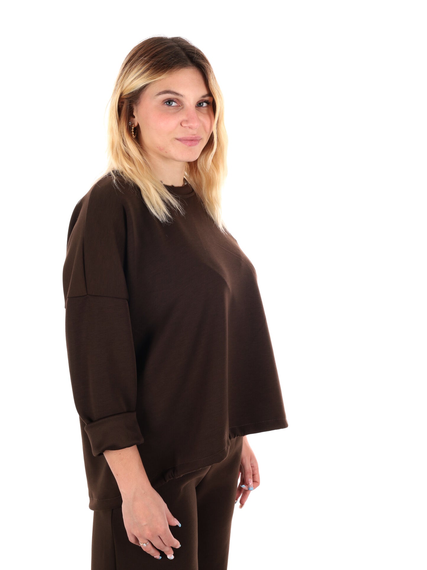 FELPA CON COULISSE MISS LOVE DA DONNA MARRONE