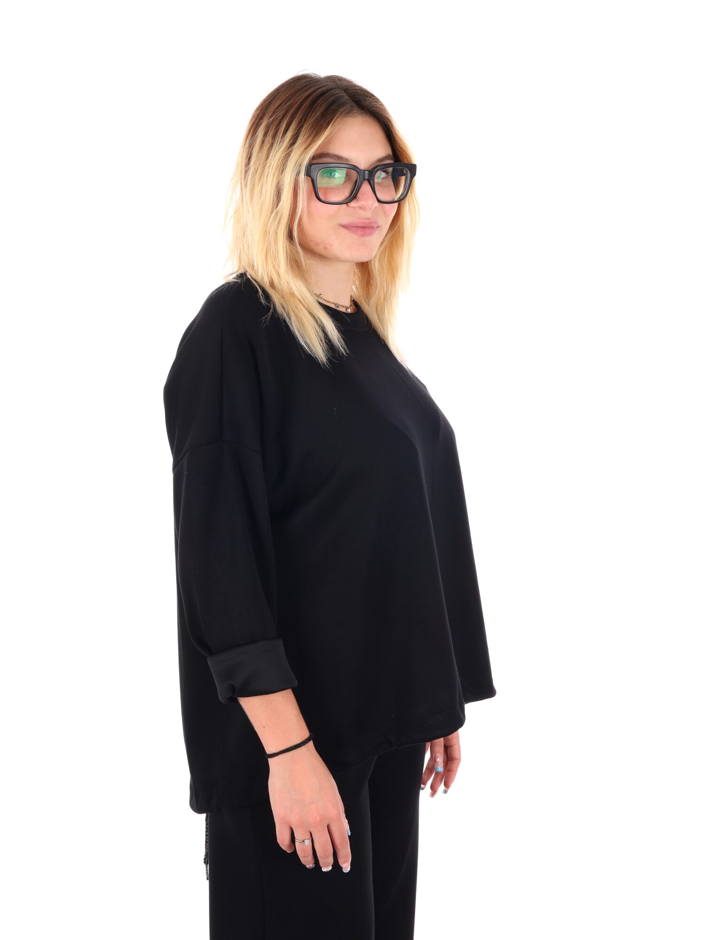 FELPA CON COULISSE MISS LOVE DA DONNA NERO