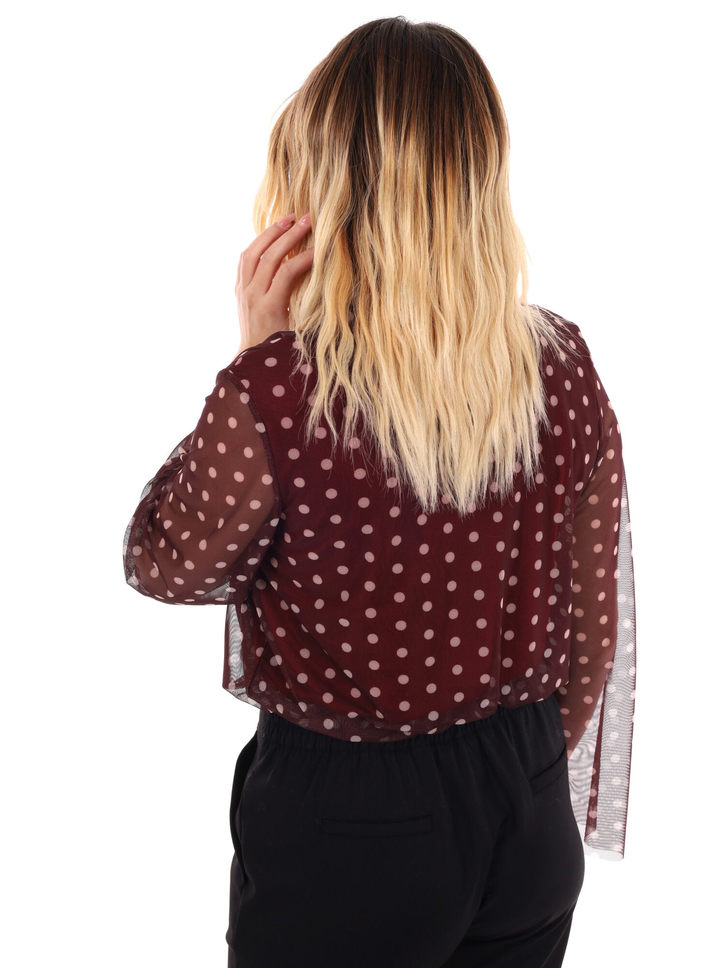 BLOUSA CROP A POIS MISS LOVE DA DONNA BORDEAUX