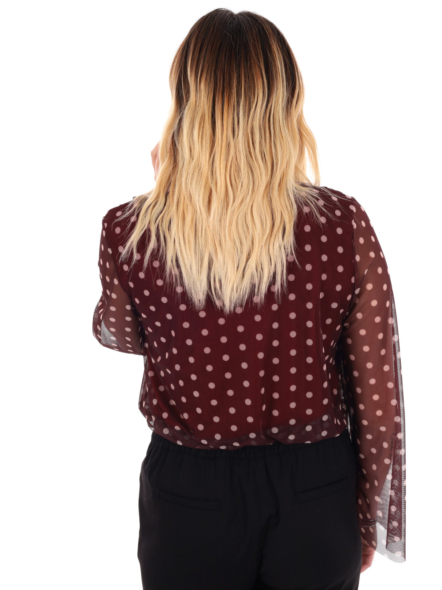 BLOUSA CROP A POIS MISS LOVE DA DONNA BORDEAUX