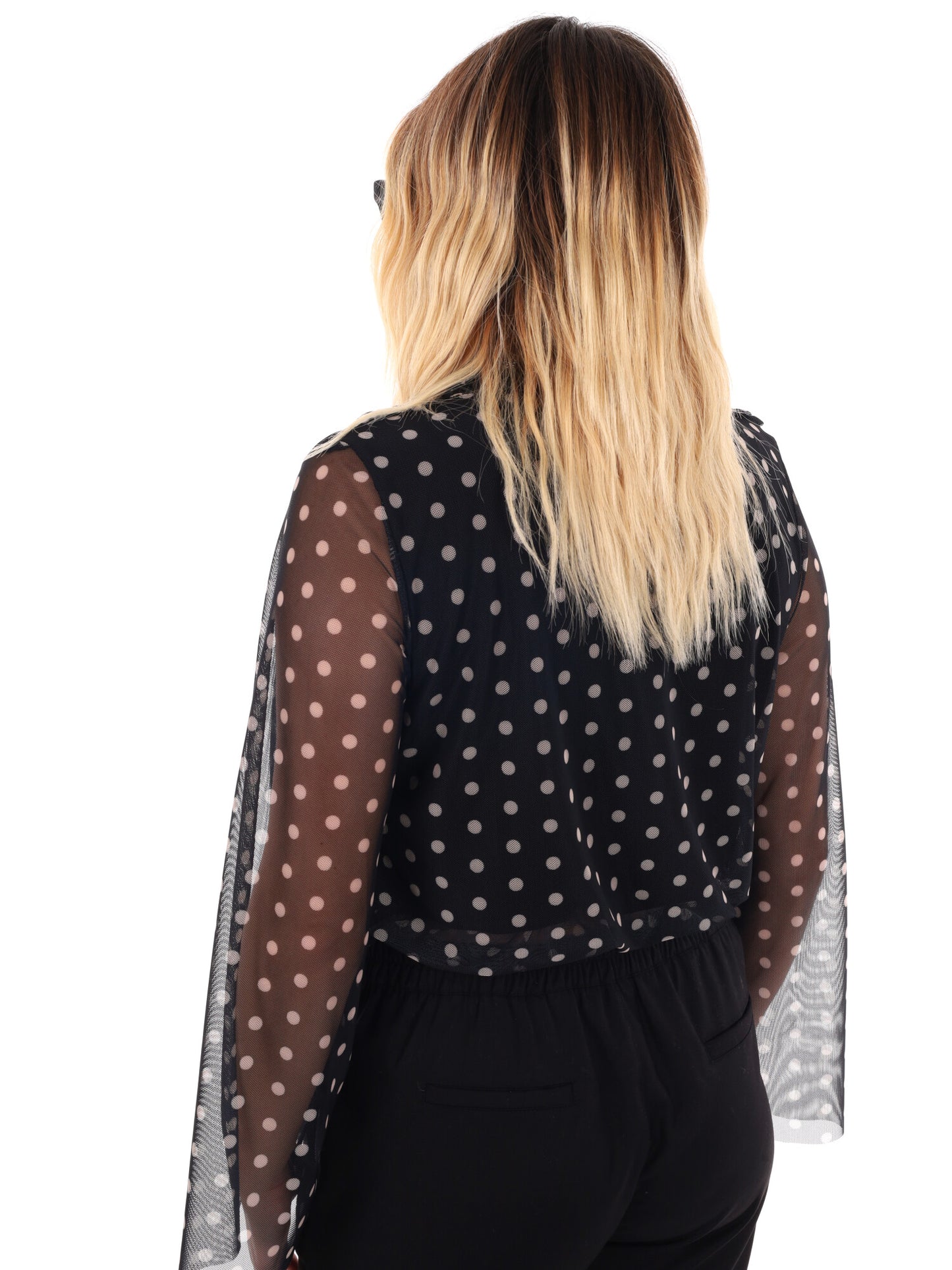 BLOUSA CROP A POIS MISS LOVE DA DONNA NERO