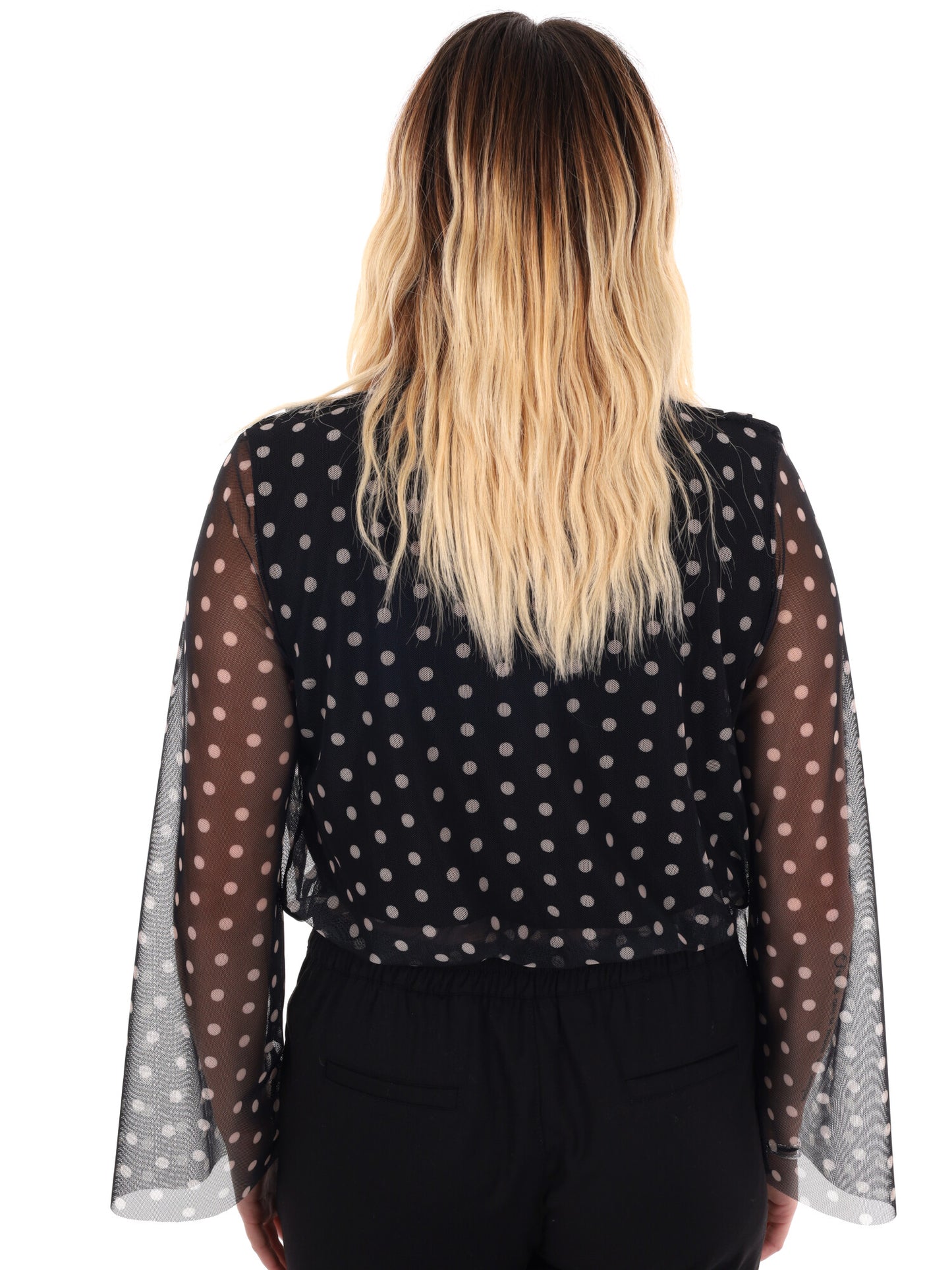 BLOUSA CROP A POIS MISS LOVE DA DONNA NERO