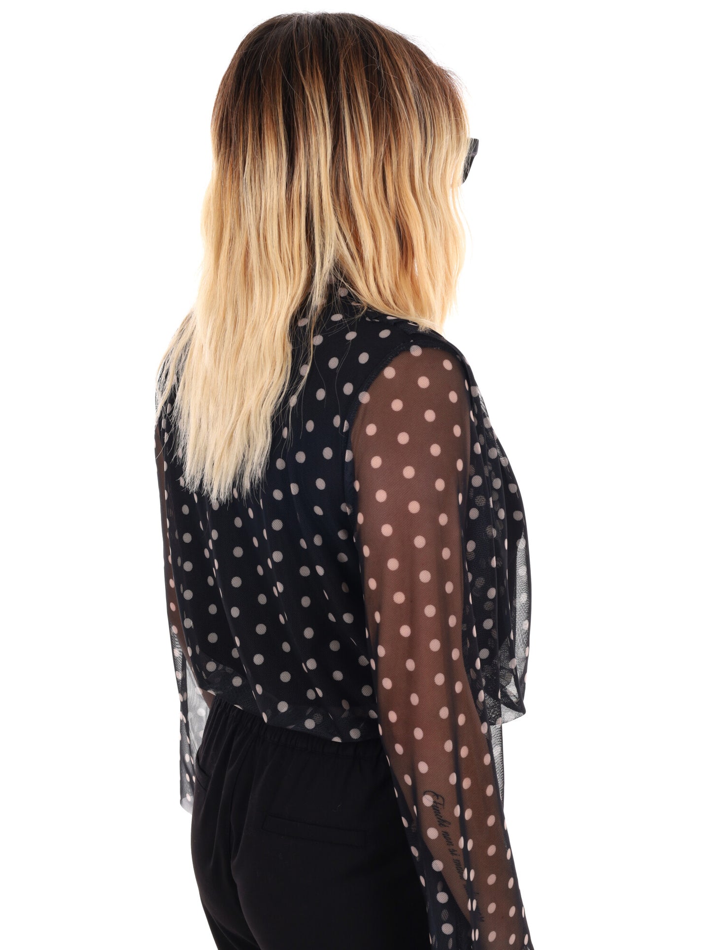 BLOUSA CROP A POIS MISS LOVE DA DONNA NERO