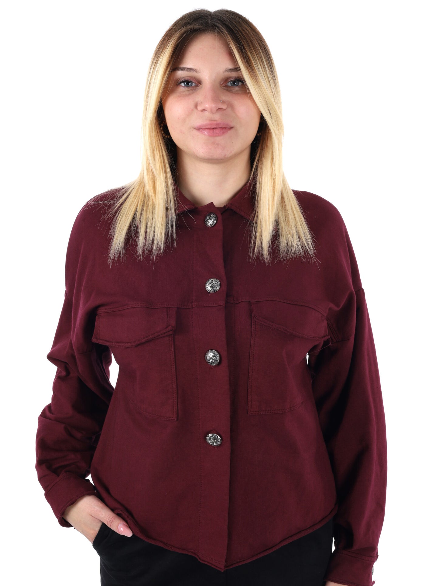 CAMICIA OVER IN FELPA MISS LOVE DA DONNA BORDEAUX
