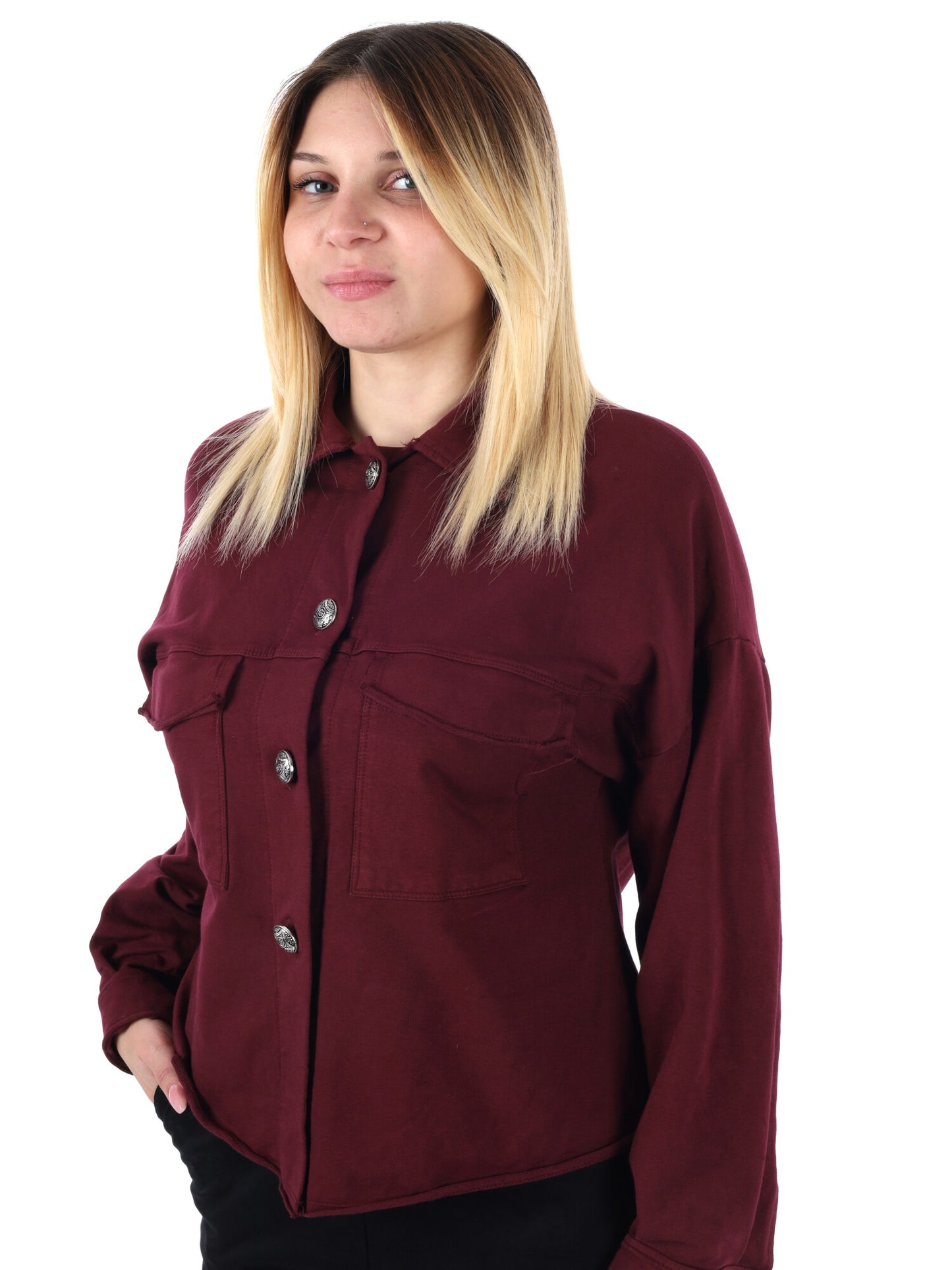 CAMICIA OVER IN FELPA MISS LOVE DA DONNA BORDEAUX