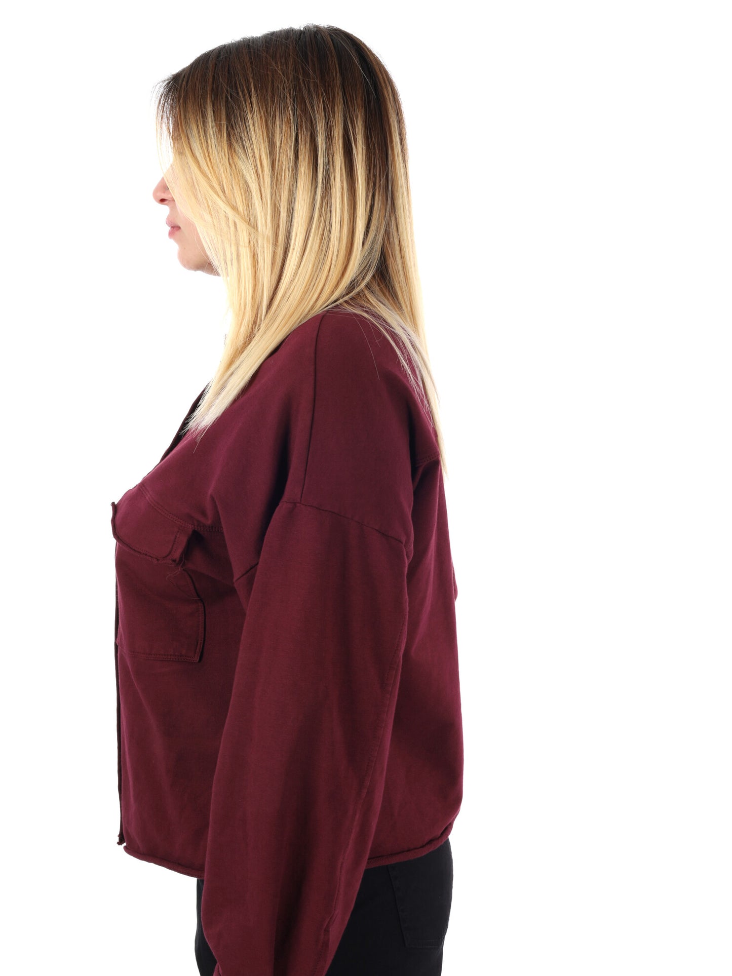 CAMICIA OVER IN FELPA MISS LOVE DA DONNA BORDEAUX